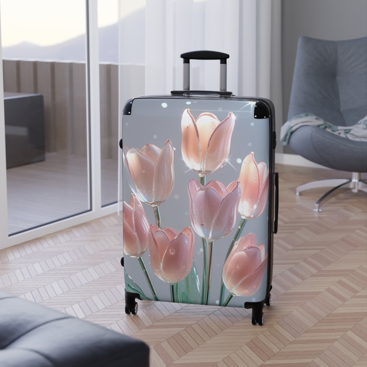 Glass Bouquet Design Suitcase - Travel in Style