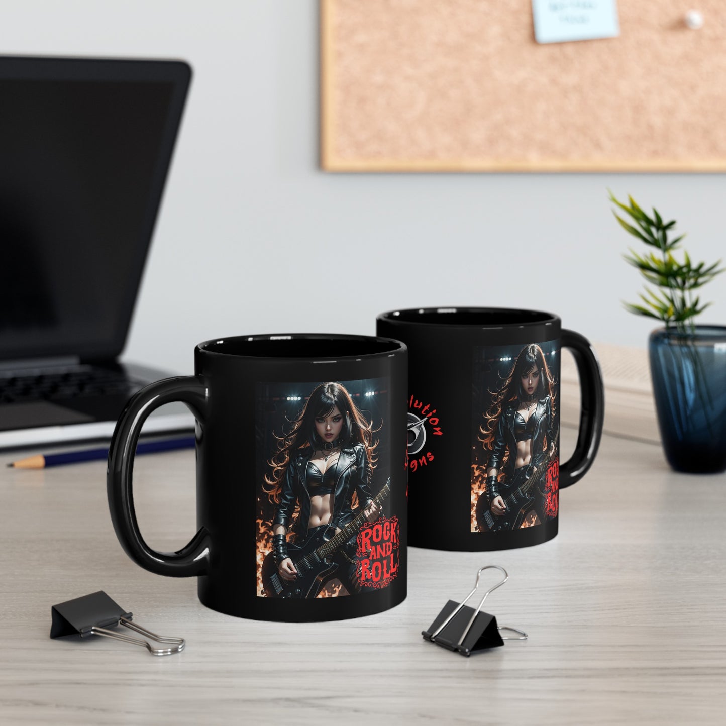 Rock Chic | Heavy Metal | Rock Music | Girl Rocker | HD Graphic | Coffee | Tea | Hot Chocolate | 11oz | Black Mug