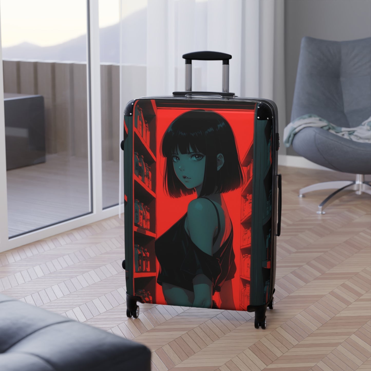 Stylish Travel Suitcase with Bold Anime Design