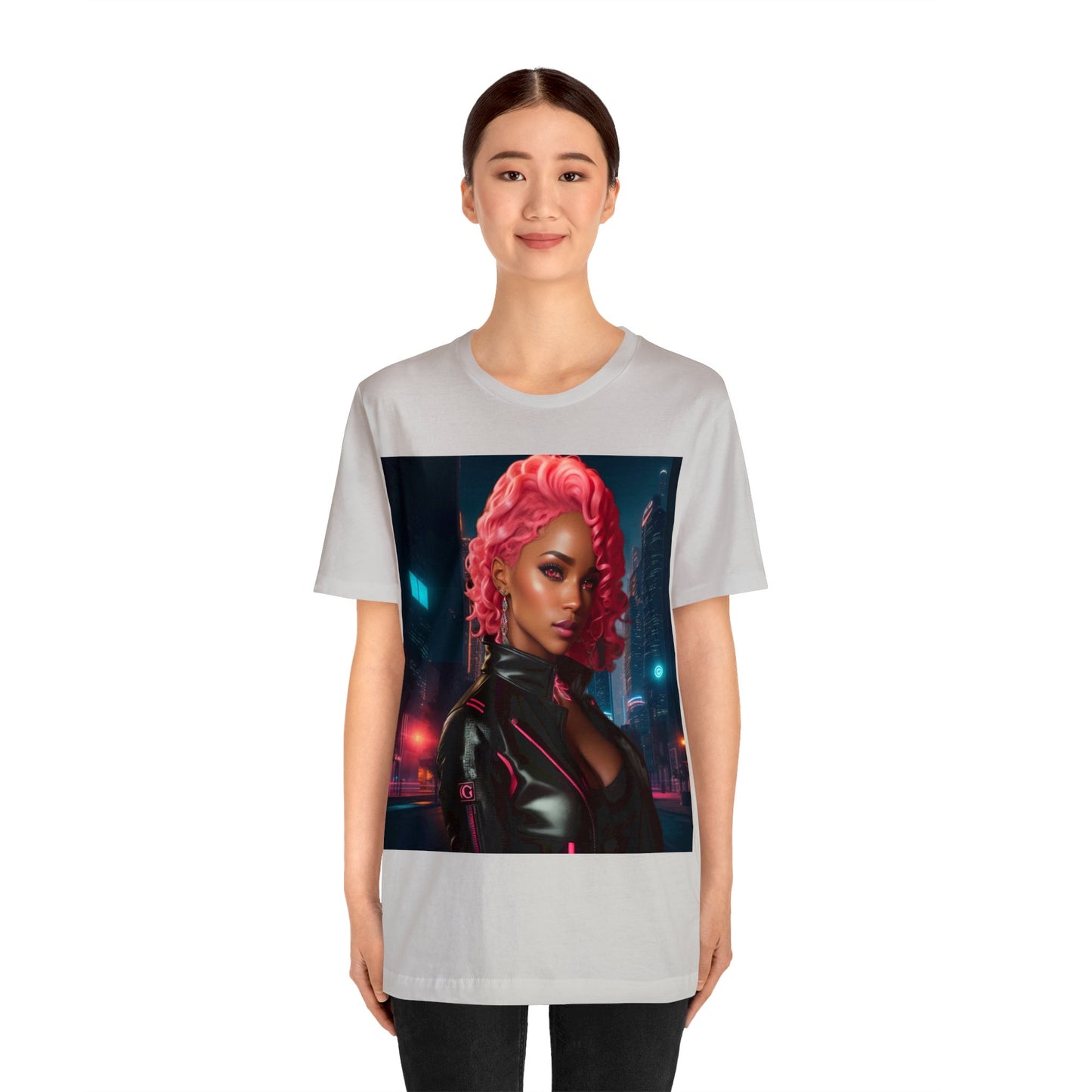 Pink Panthress | Anime Gift | Fantasy Girl | City Lights | Sci Fi | Futuristic | HD Graphics | Unisex | Men's | Women's | Tee | T-Shirt
