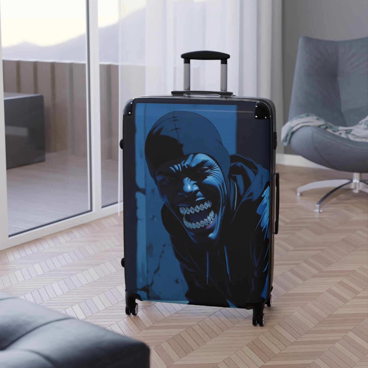 Urban Style Graphic Suitcase - Durable Travel Luggage with Bold Design