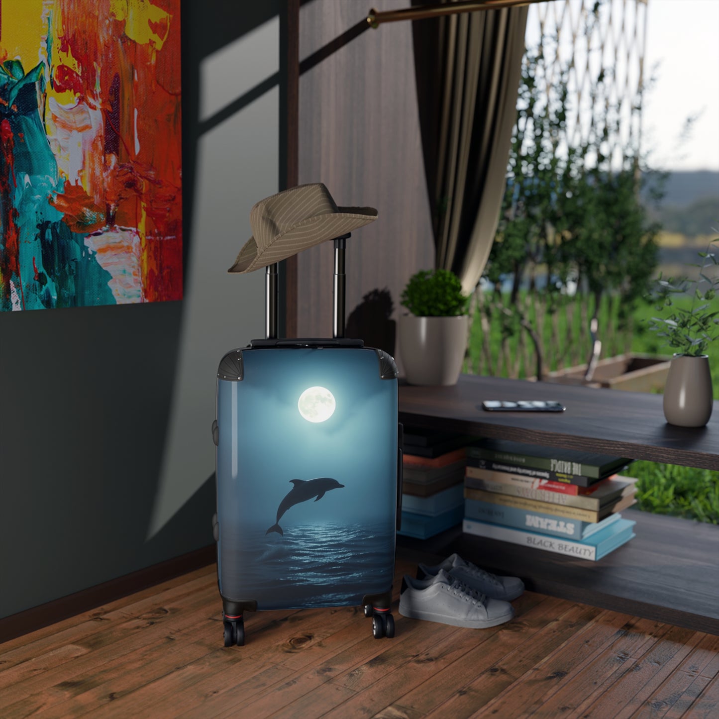 Ocean-Inspired Dolphin Carry-On Suitcase - Perfect Travel Companion for Beach Lovers