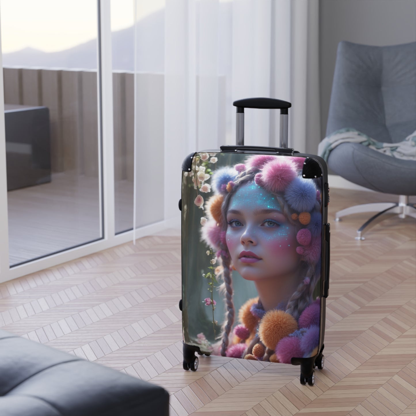 Whimsical Floral Suitcase - Stylish Travel Gear for Adventurers