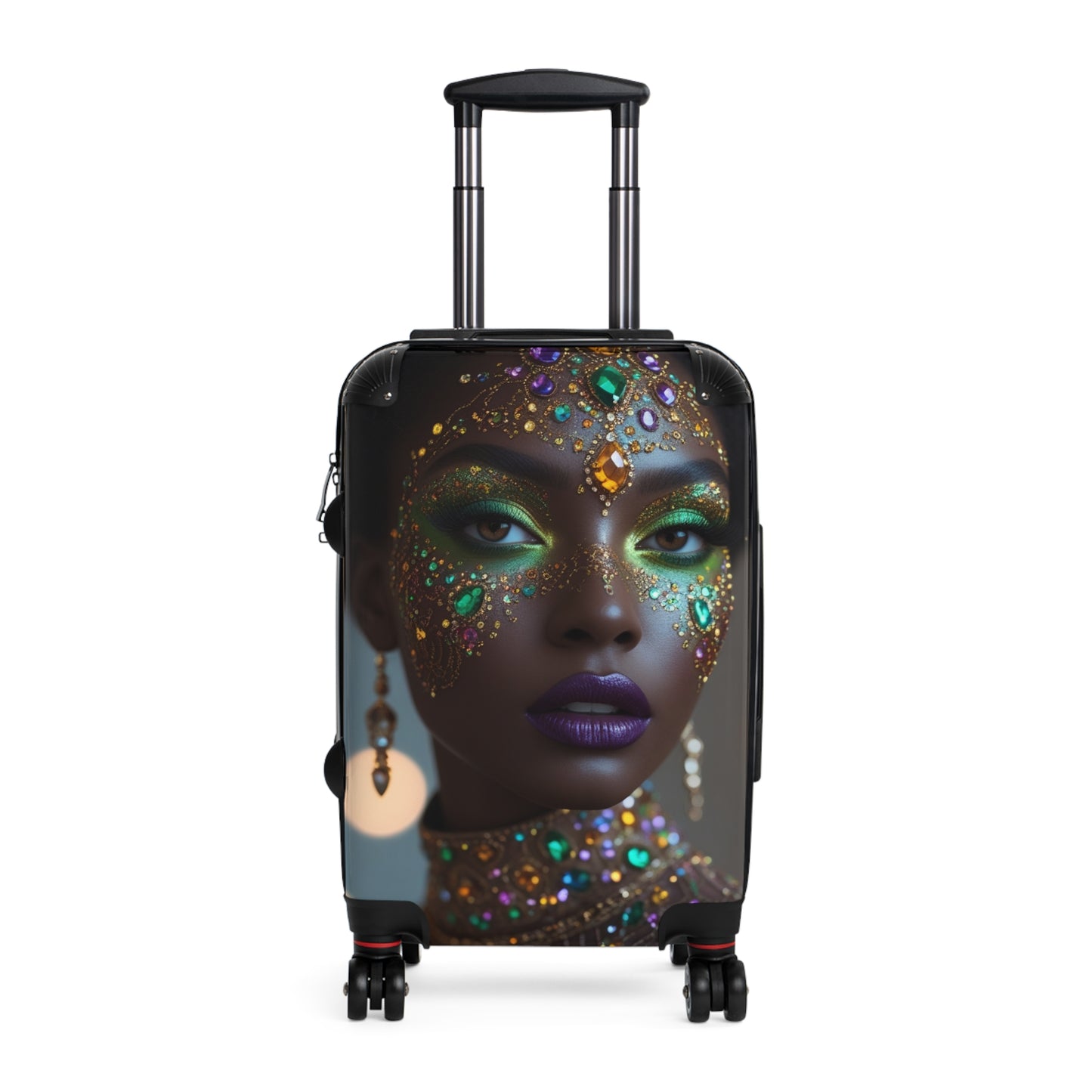 Colorful Glamour Print Suitcase with Elegant Gemstone Design