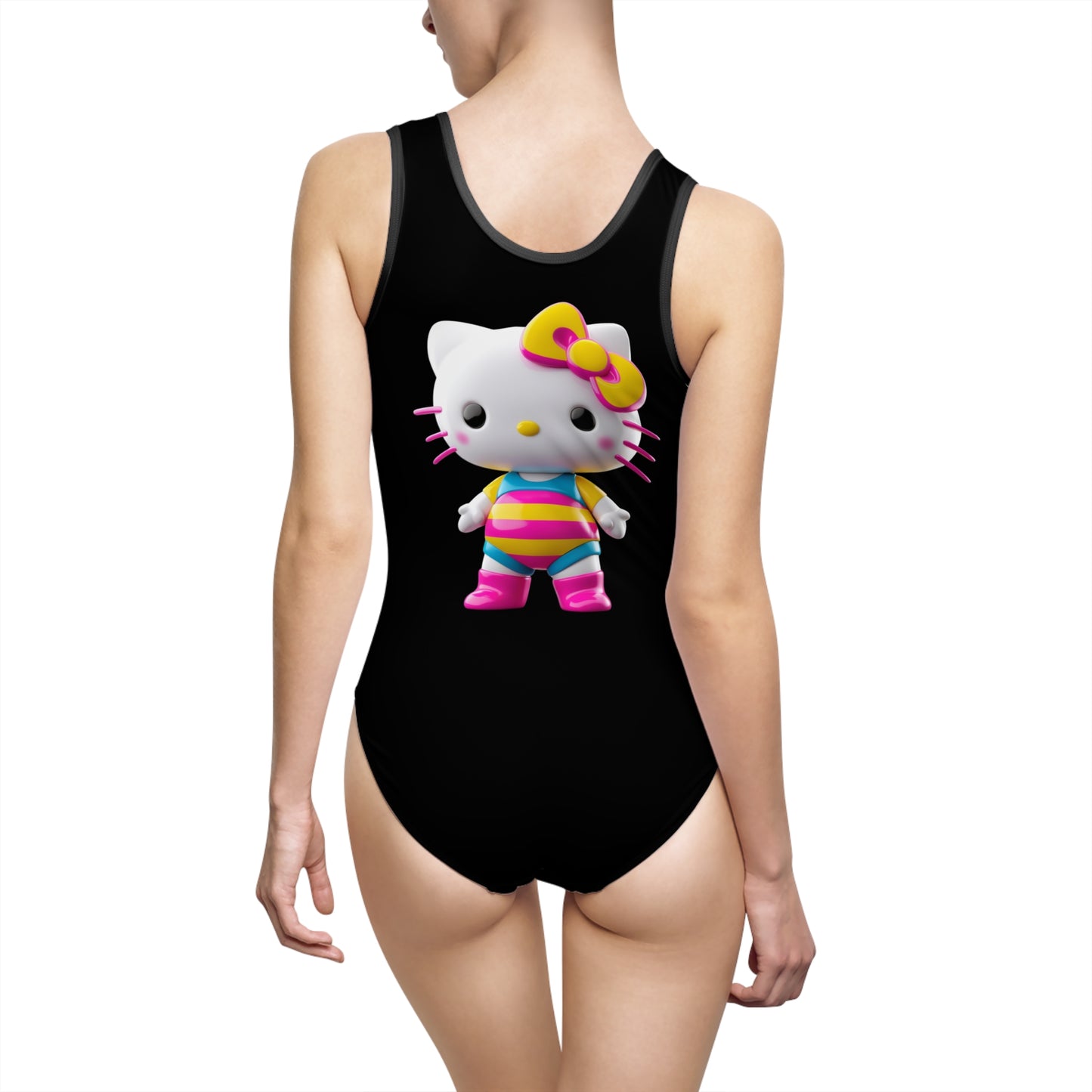 Pink Print Cute Kitty One-Piece Swimsuit for Women – Fun Beachwear