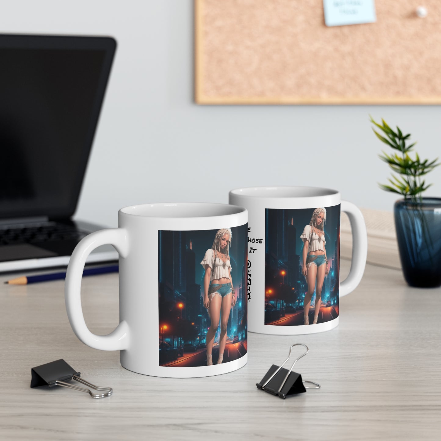 Night Shoot | Anime Gift | Fantasy Girl | City Lights | Sci Fi | Futuristic | HD Graphics | Coffee | Tea | Hot Chocolate | Ceramic Mug | 11oz