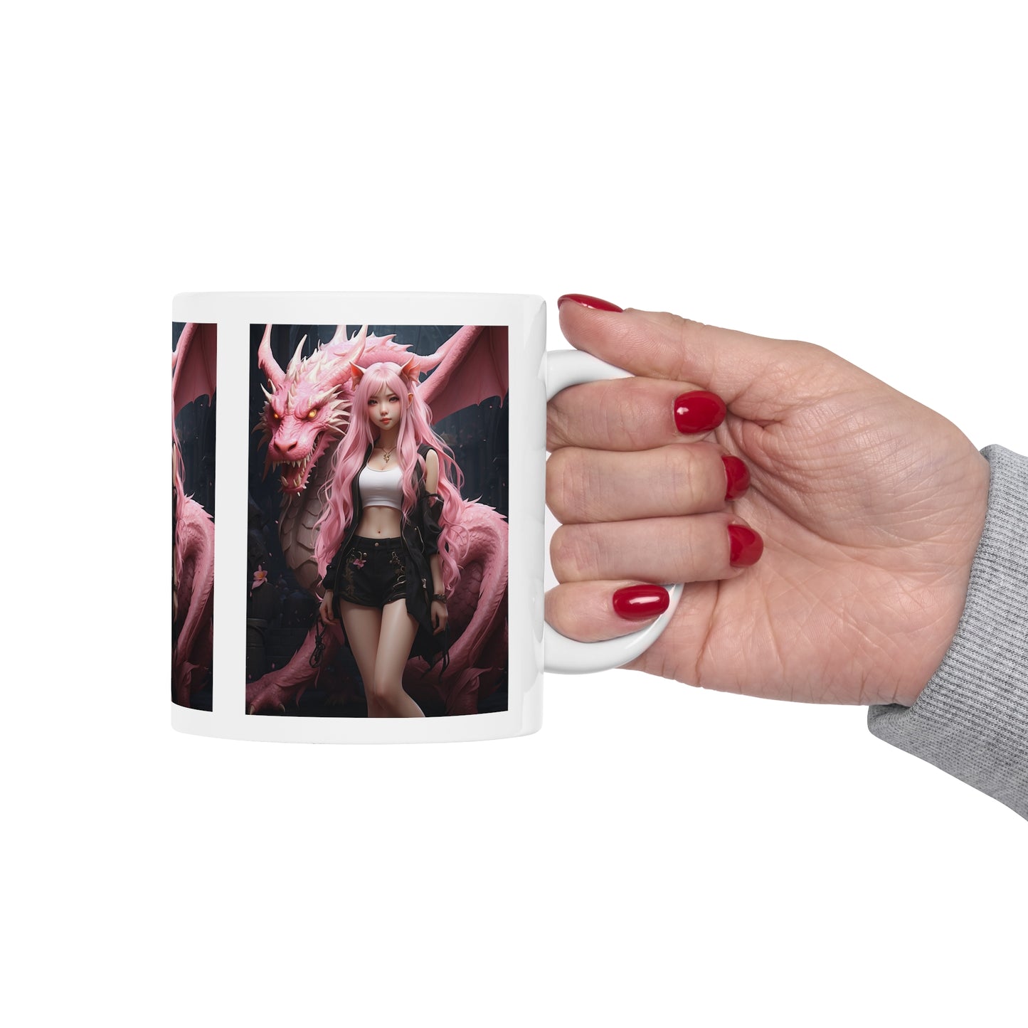 Dragon Lady | Fantasy | Anime | Gamer | HD Graphic | Coffee | Tea | Hot Chocolate | 11oz | White Mug