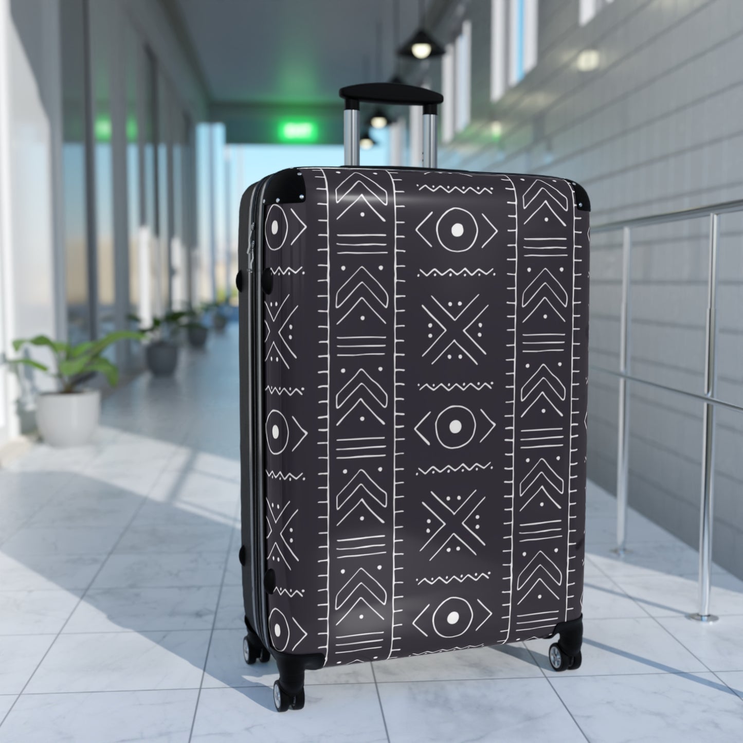 Stylish Tribal Suitcase with Geometric Design