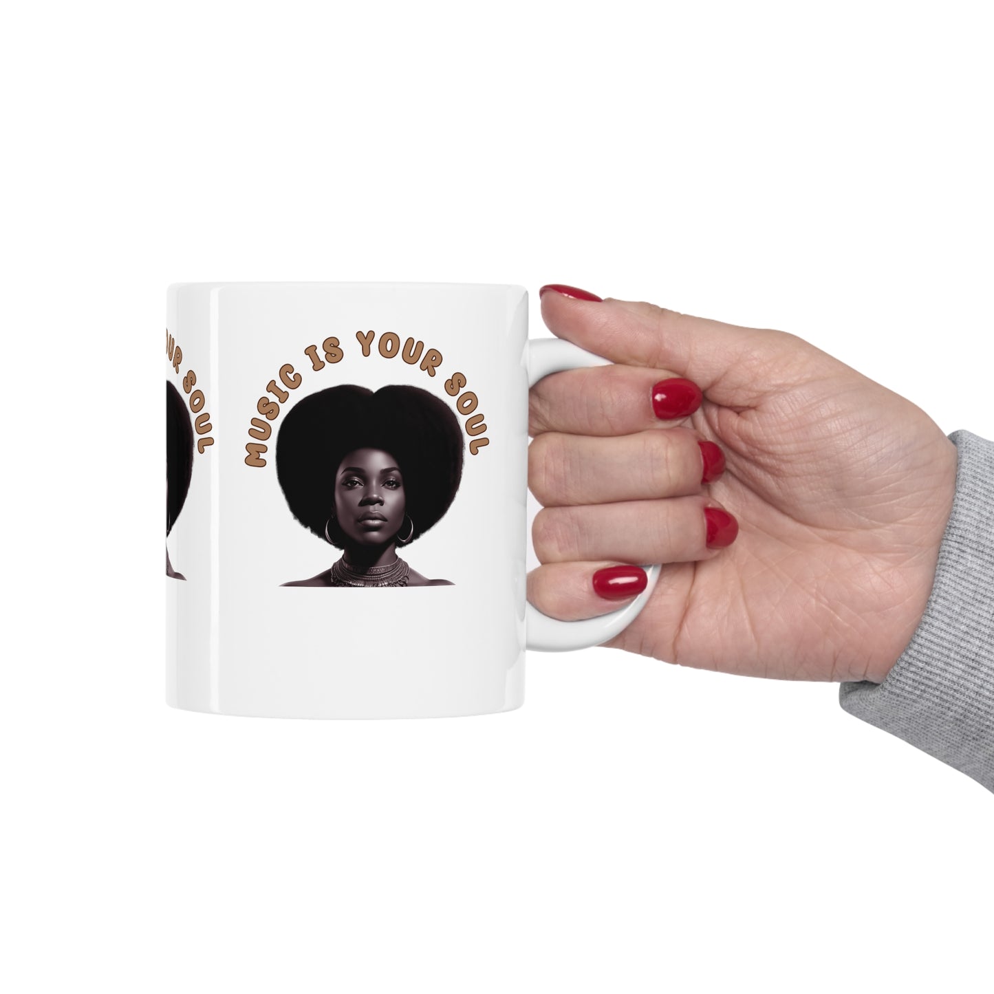 Music Is Your Soul | Afro | Woman | Teevolution | Afrocentric | Coffee | Tea | Hot Chocolate | Ceramic Mug | 11oz