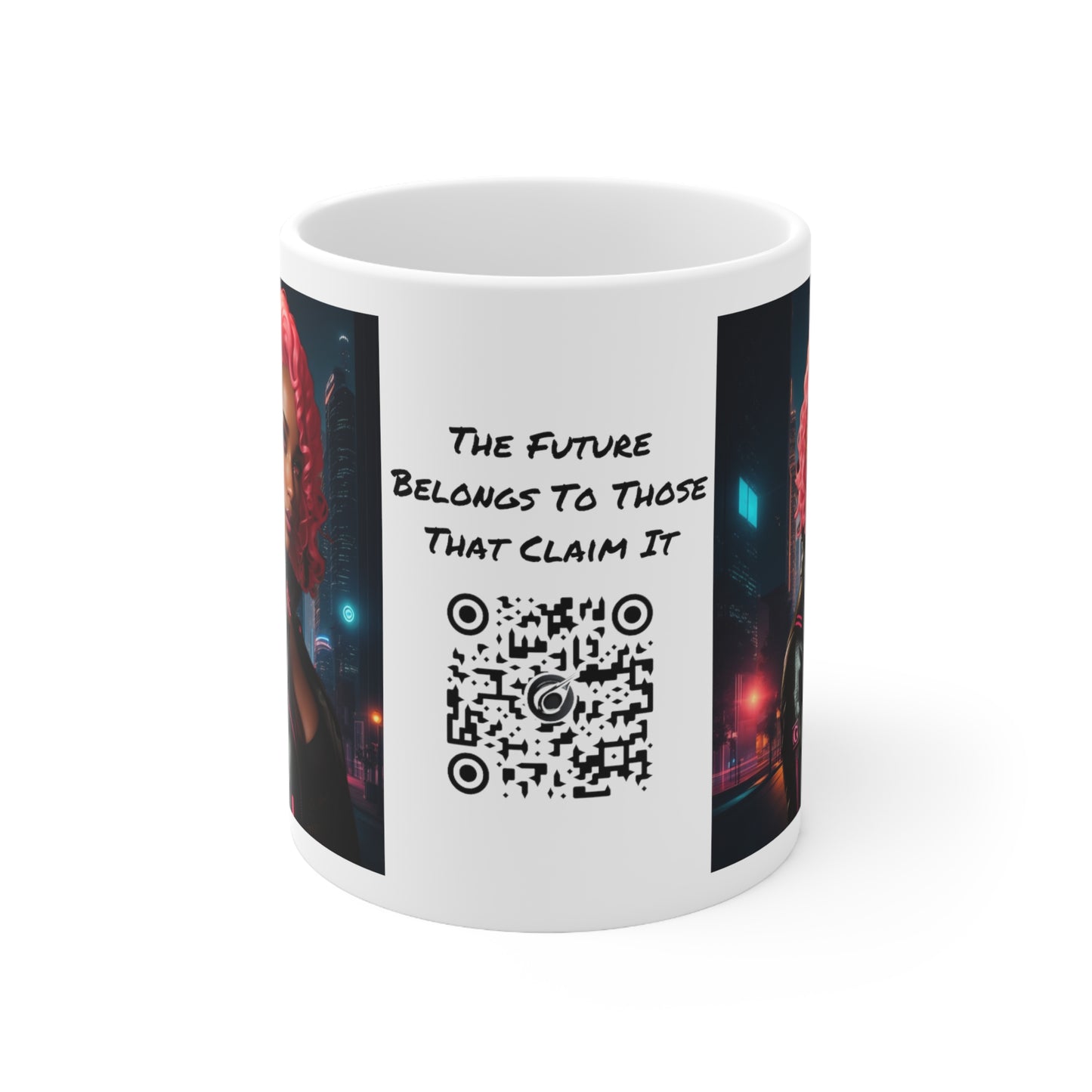 Pink Panthress | Anime Gift | Fantasy Girl | City Lights | Sci Fi | Futuristic | HD Graphics | Coffee | Tea | Hot Chocolate | Ceramic Mug | 11oz