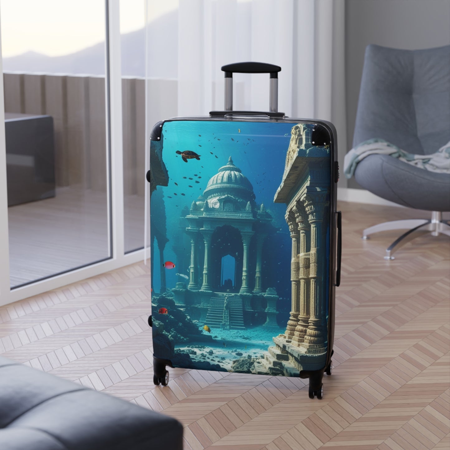Underwater Adventure Suitcase - Stylish Travel Luggage with Coral Reef Design