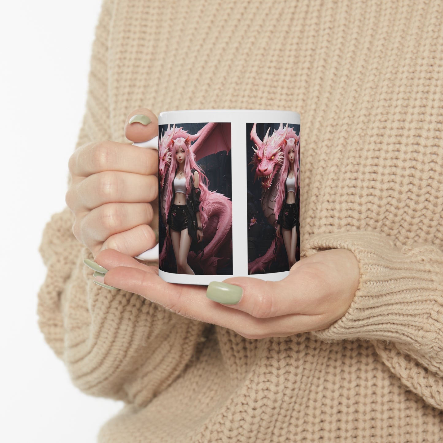 Dragon Lady | Fantasy | Anime | Gamer | HD Graphic | Coffee | Tea | Hot Chocolate | 11oz | White Mug