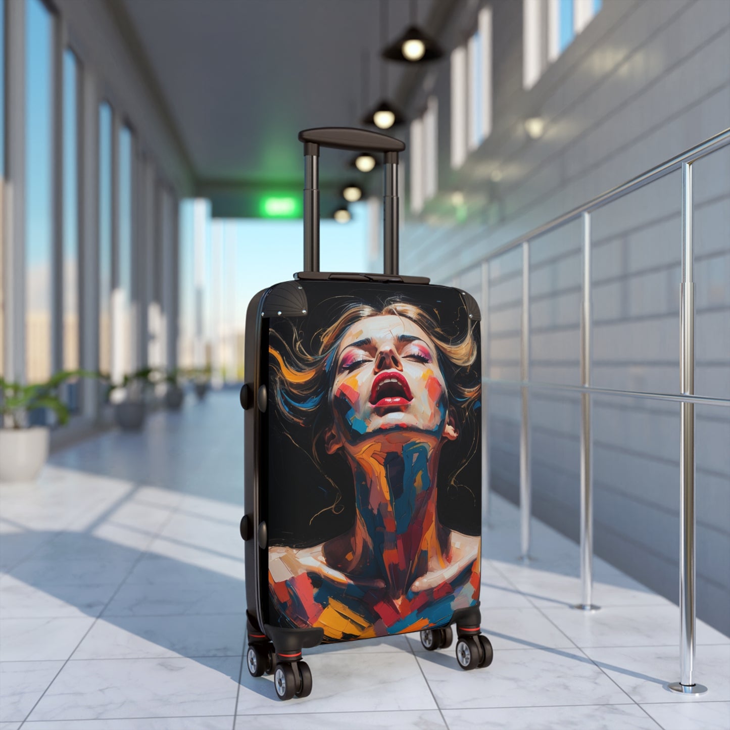 Artistic Travel Suitcase - Colorful Woman Design for Adventurers