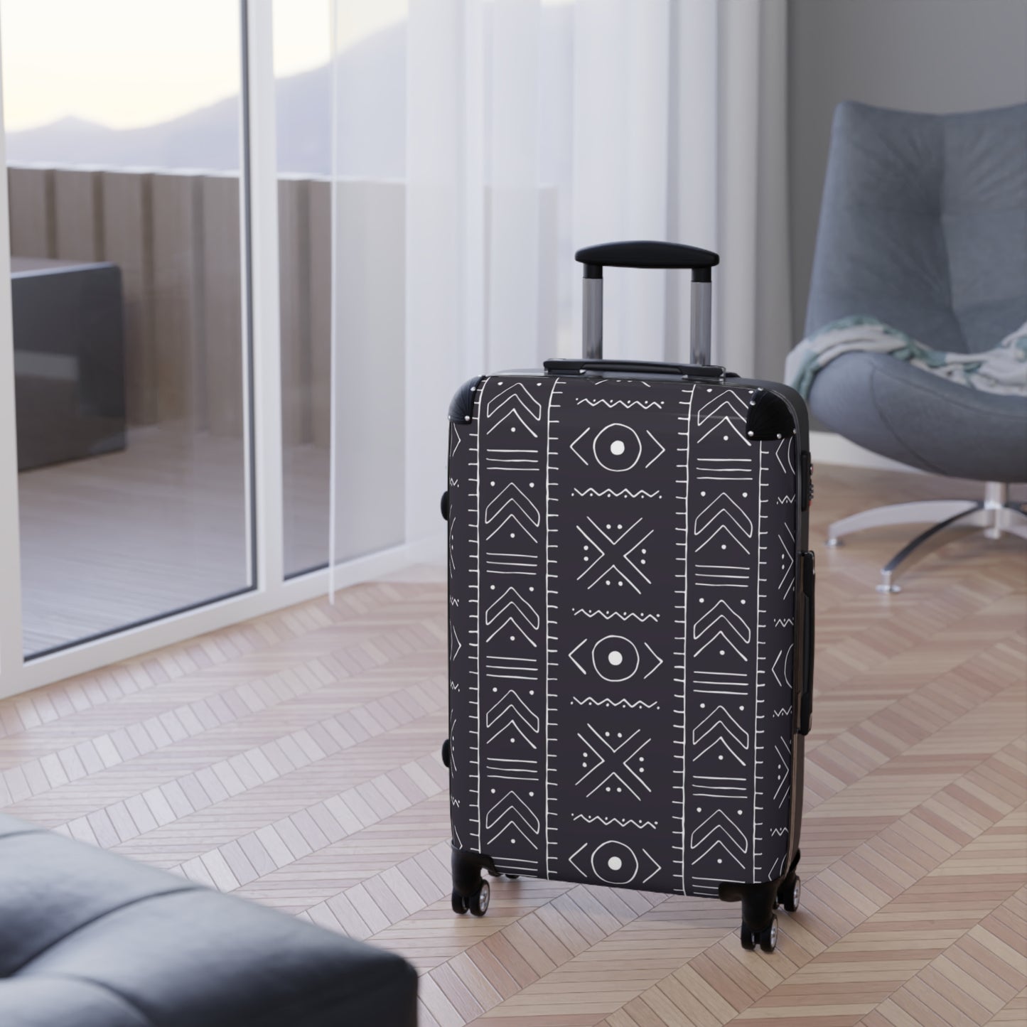 Stylish Tribal Suitcase with Geometric Design