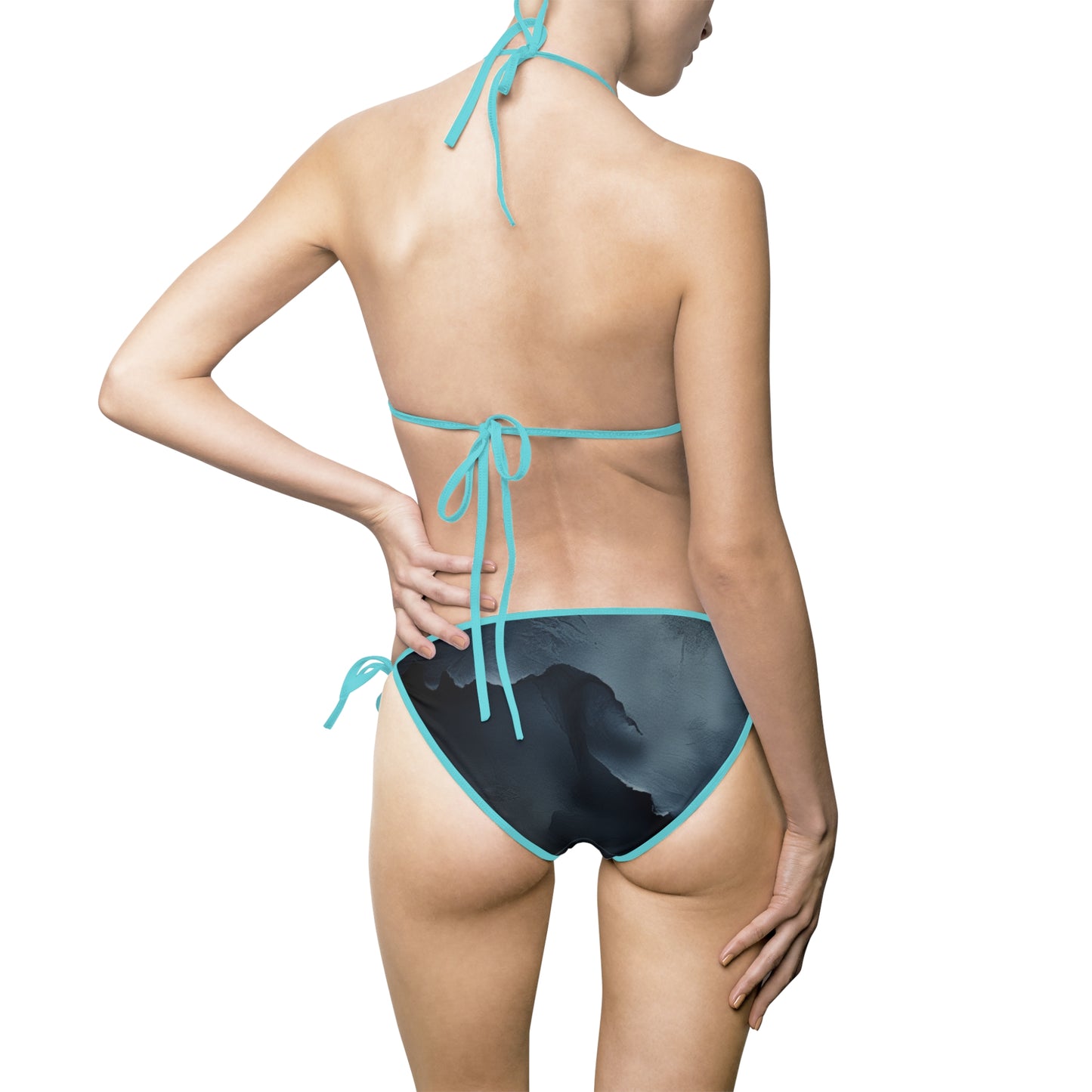 Stylish Women's Bikini Swimsuit - Elegant Black Abstract Design