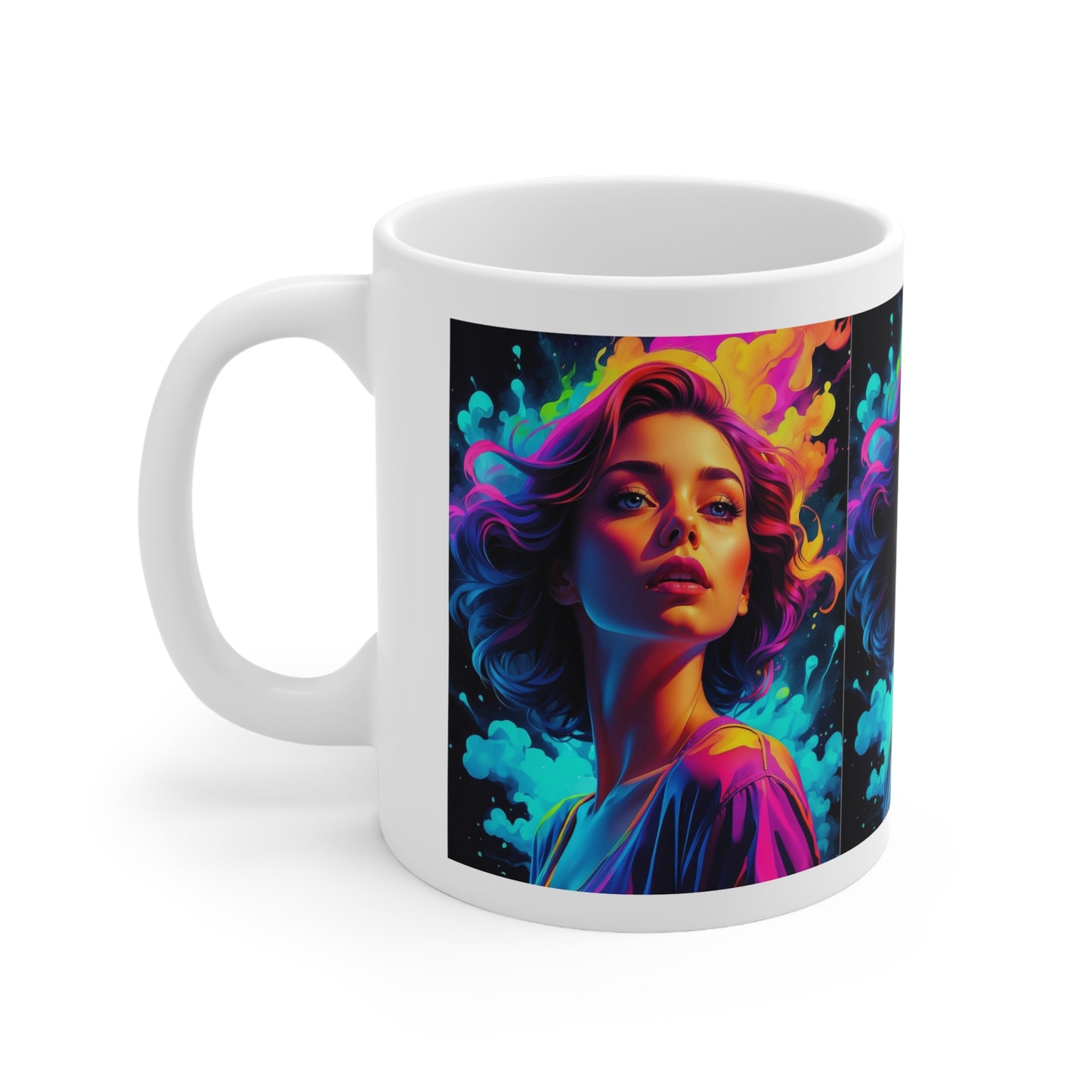 Holi Girl | HD Graphics | Festival of Colors | Vibrant | Coquette | Coffee | Tea | Hot Chocolate | 11oz | White Mug
