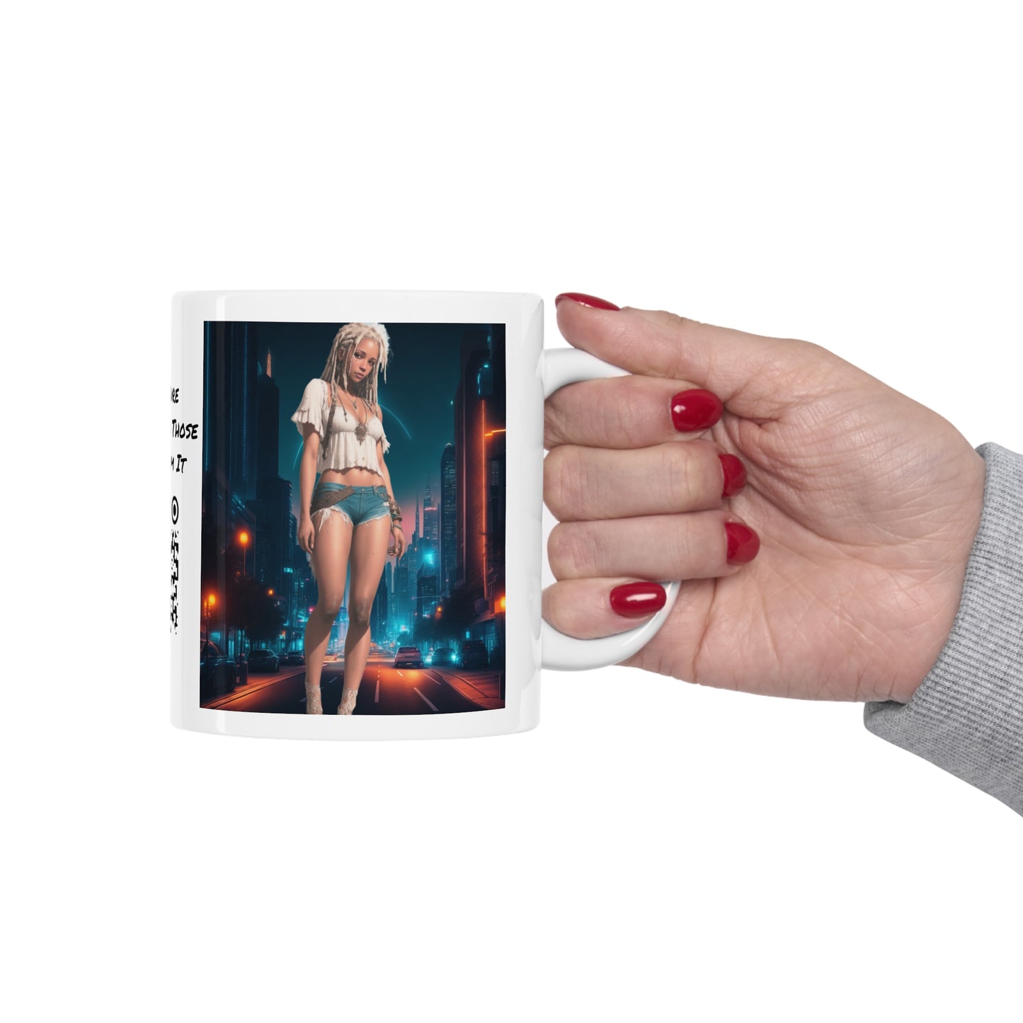 Night Shoot | Anime Gift | Fantasy Girl | City Lights | Sci Fi | Futuristic | HD Graphics | Coffee | Tea | Hot Chocolate | Ceramic Mug | 11oz
