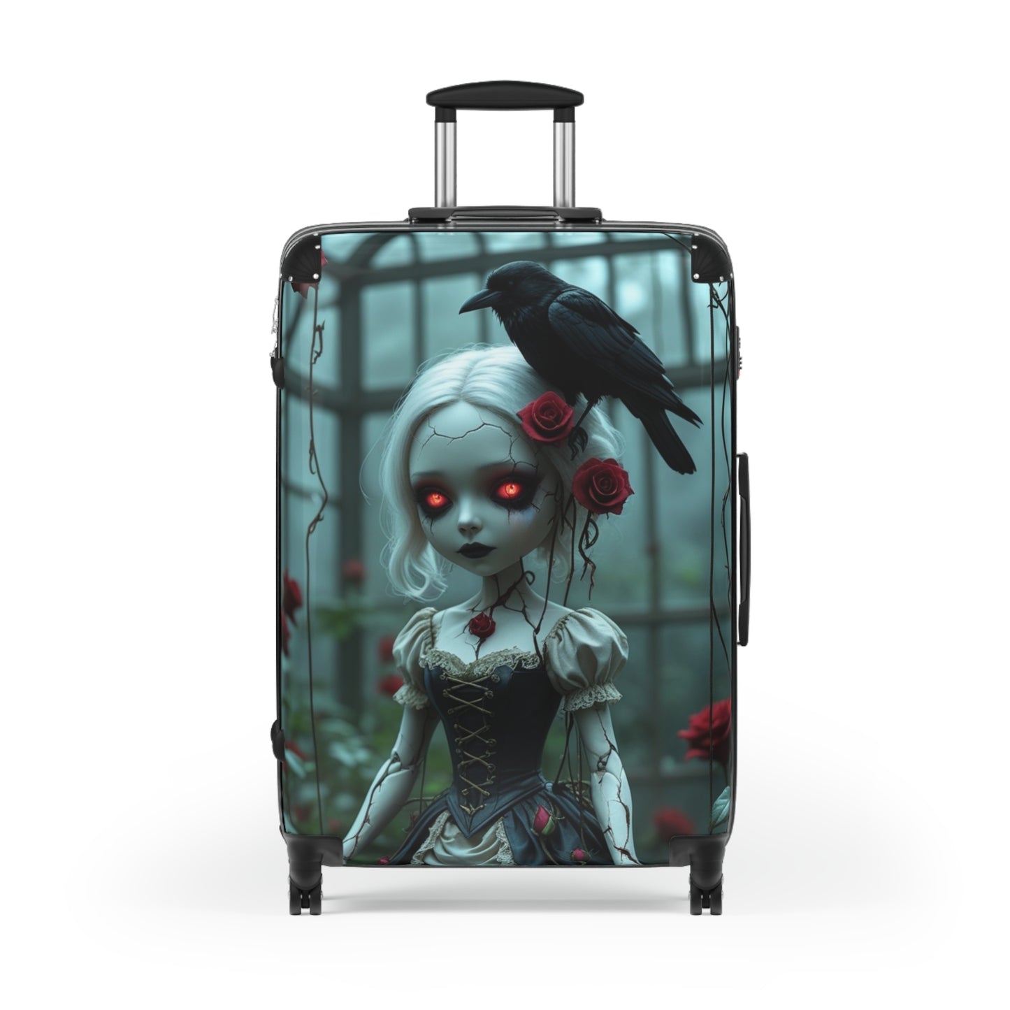 Gothic Doll Design Suitcase - Perfect Travel Companion for Halloween and Fantasy Lovers
