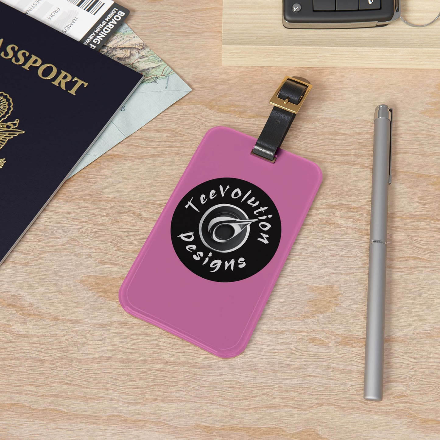 Personalized Travel Luggage Tag - Unique Pink Design for Adventurers