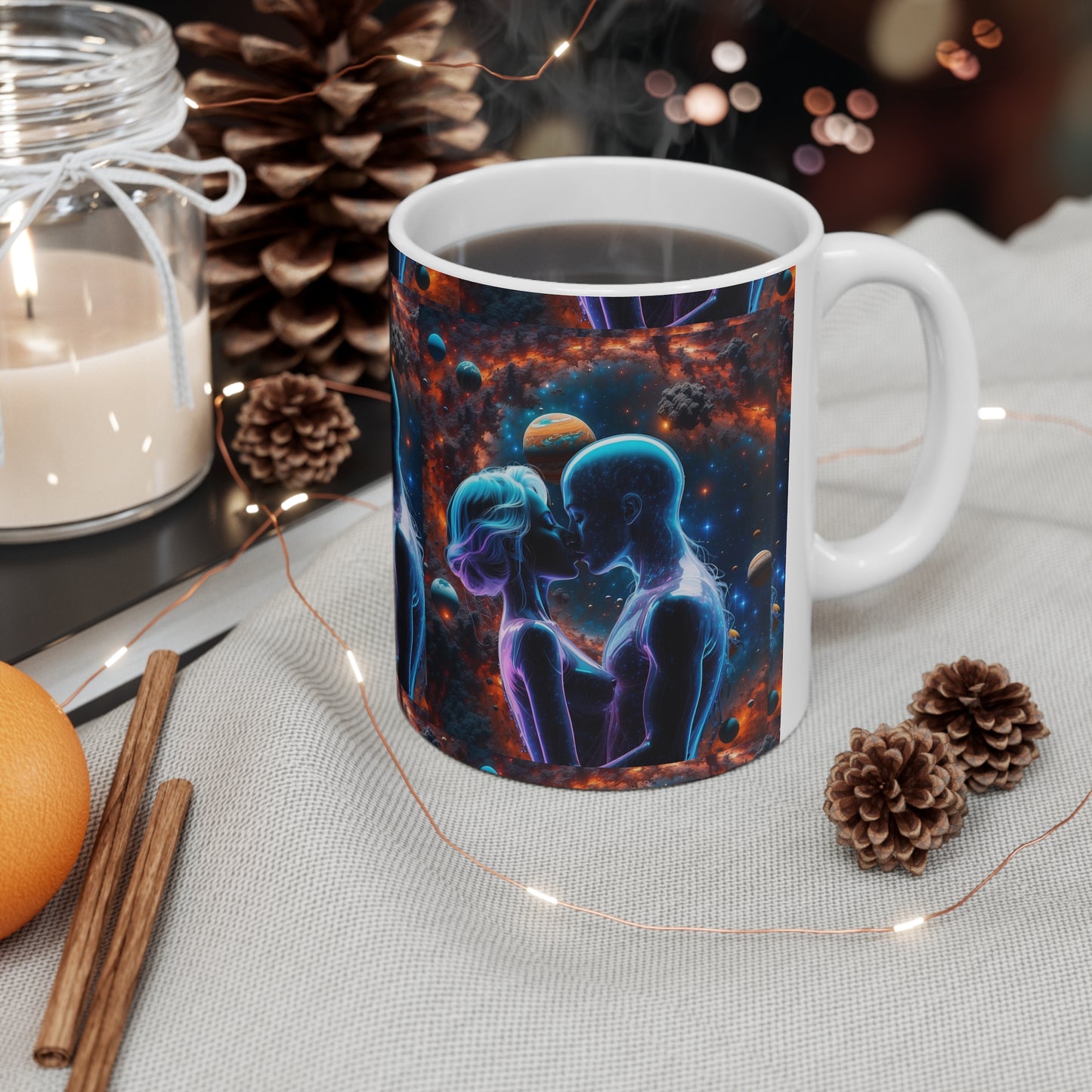 Celestial Bodies | HD Graphic | Sci-Fi Lovers | Cosmos | Outer Space | Coffee | Tea | Hot Chocolate | 11oz | White Mug