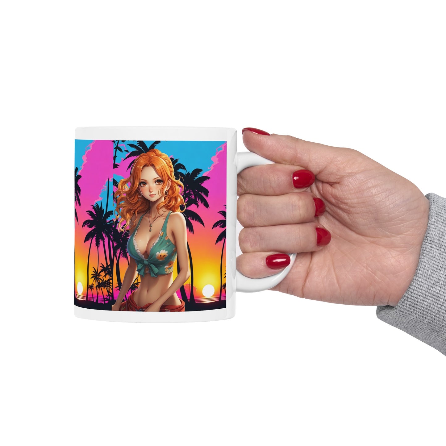 Summer Vibes | Beach | Miami | Fun | Cute | Playful | HD Graphic | Coffee | Tea | Hot Chocolate | Ceramic Mug | 11oz
