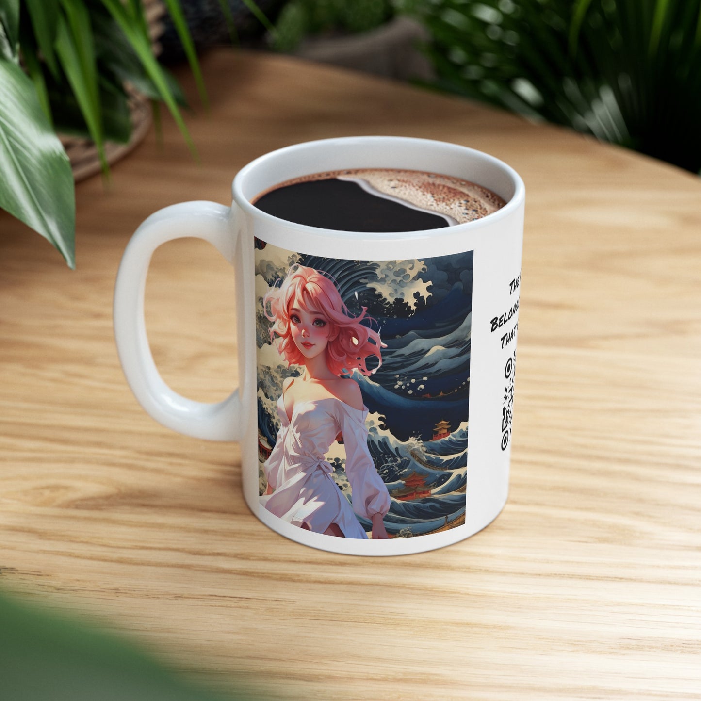 Waves of Beauty | HD Graphic | Pretty Girl | Japanese Art | Coffee | Tea | Hot Chocolate | 11oz | White Mug