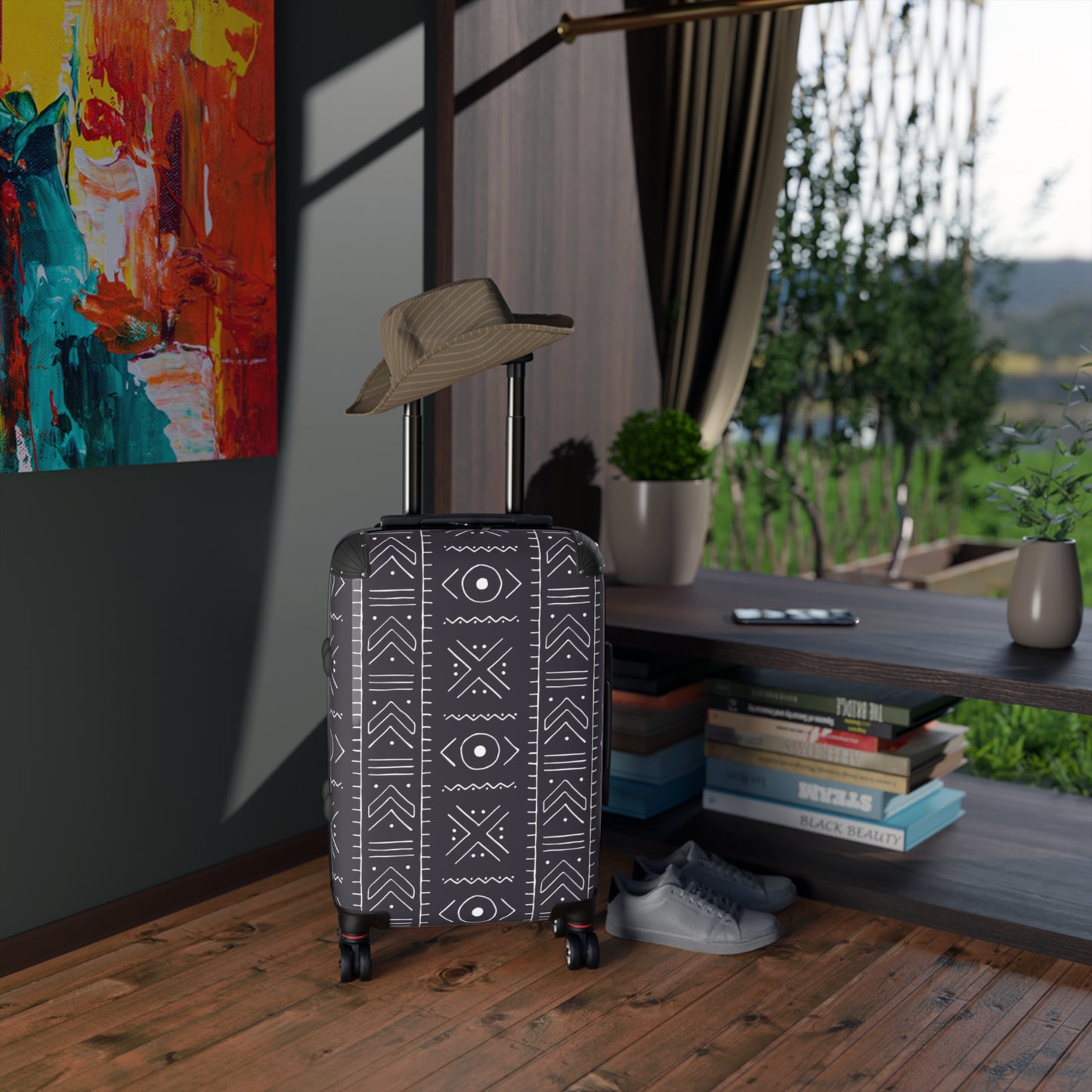 Stylish Tribal Suitcase with Geometric Design