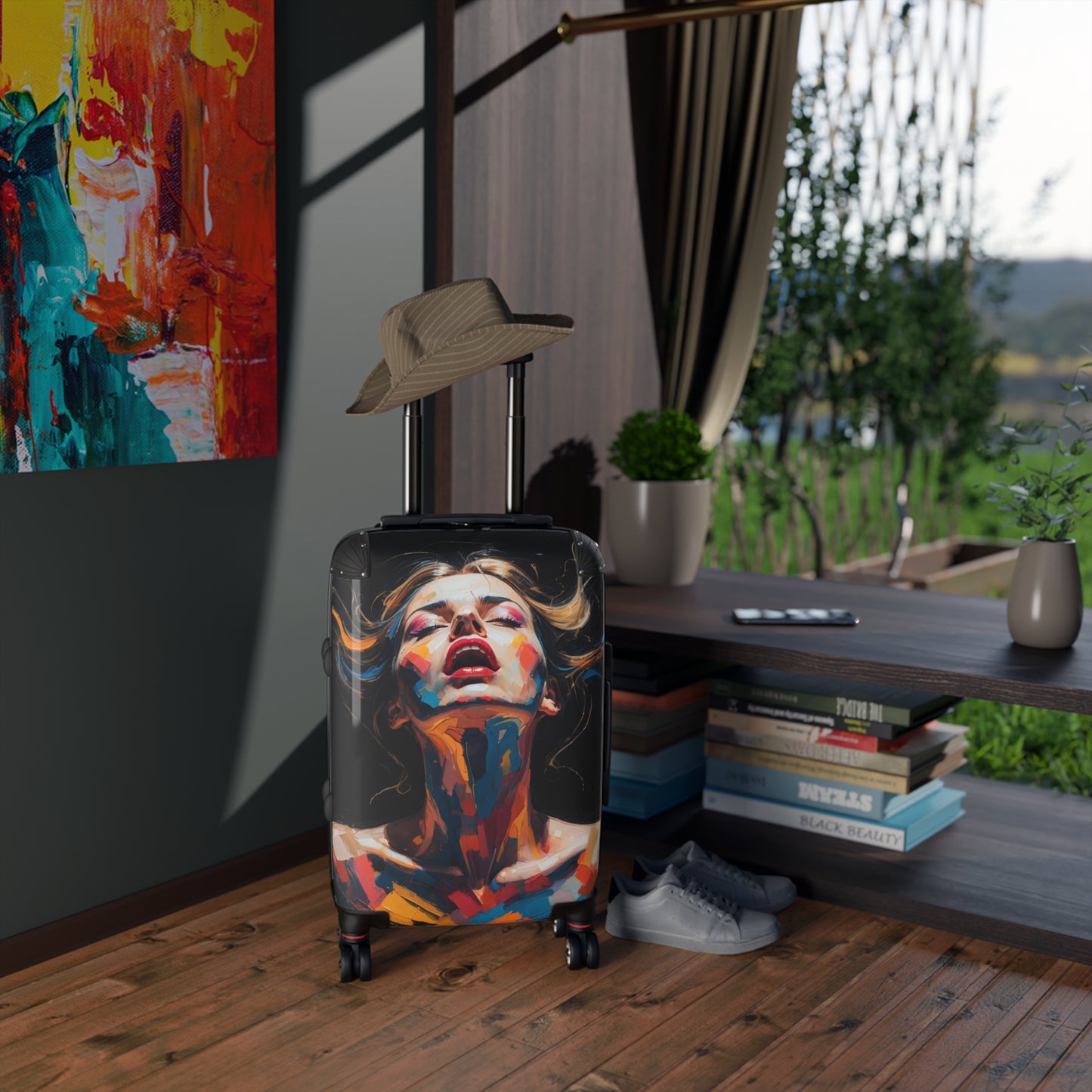 Artistic Travel Suitcase - Colorful Woman Design for Adventurers