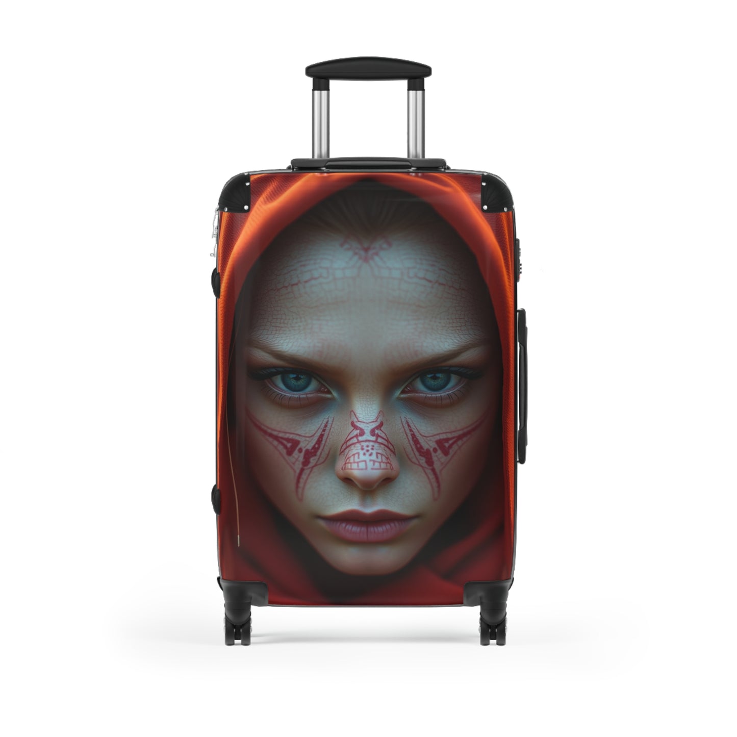 Mystical Face Design Suitcase - Unique Travel Luggage for Adventurers