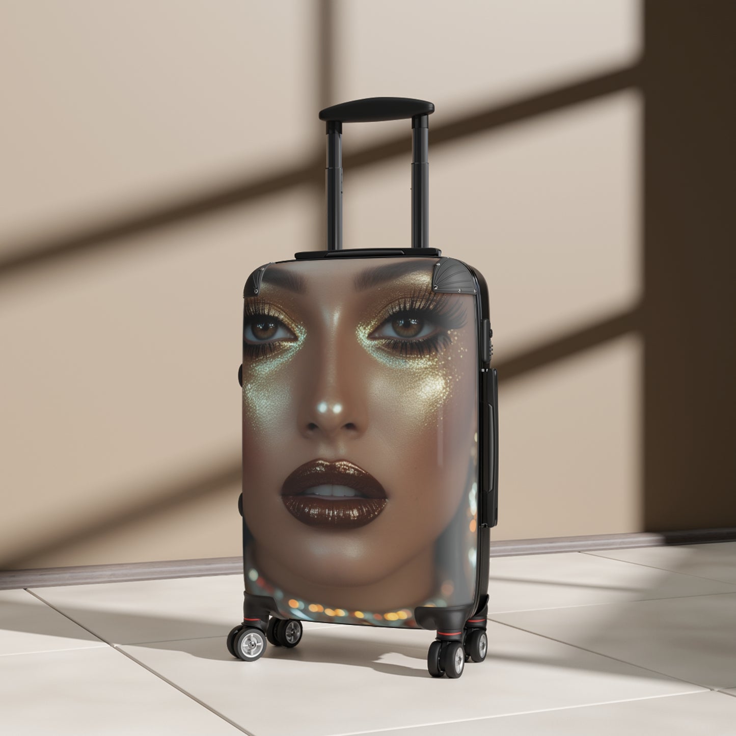 Glamorous Face Design Suitcase - Stylish Travel Luggage for Fashion Lovers