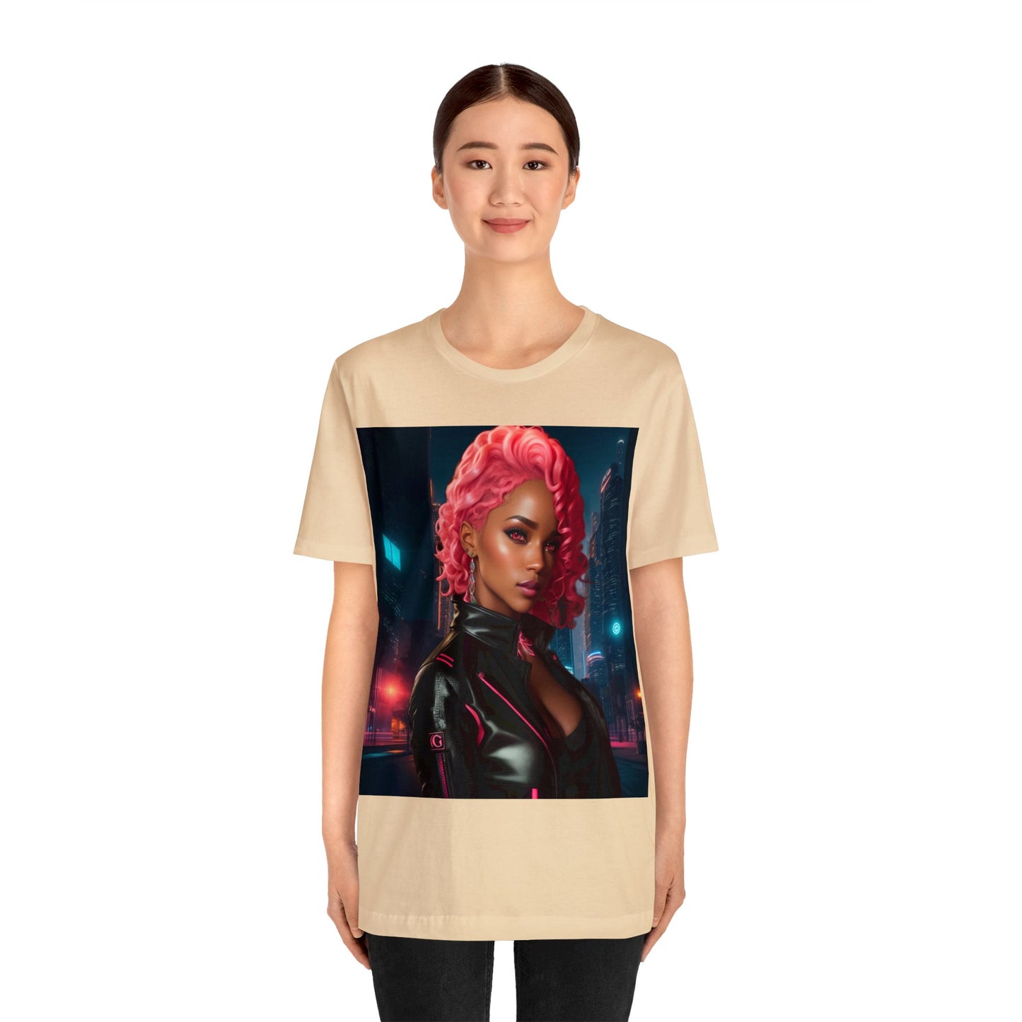 Pink Panthress | Anime Gift | Fantasy Girl | City Lights | Sci Fi | Futuristic | HD Graphics | Unisex | Men's | Women's | Tee | T-Shirt