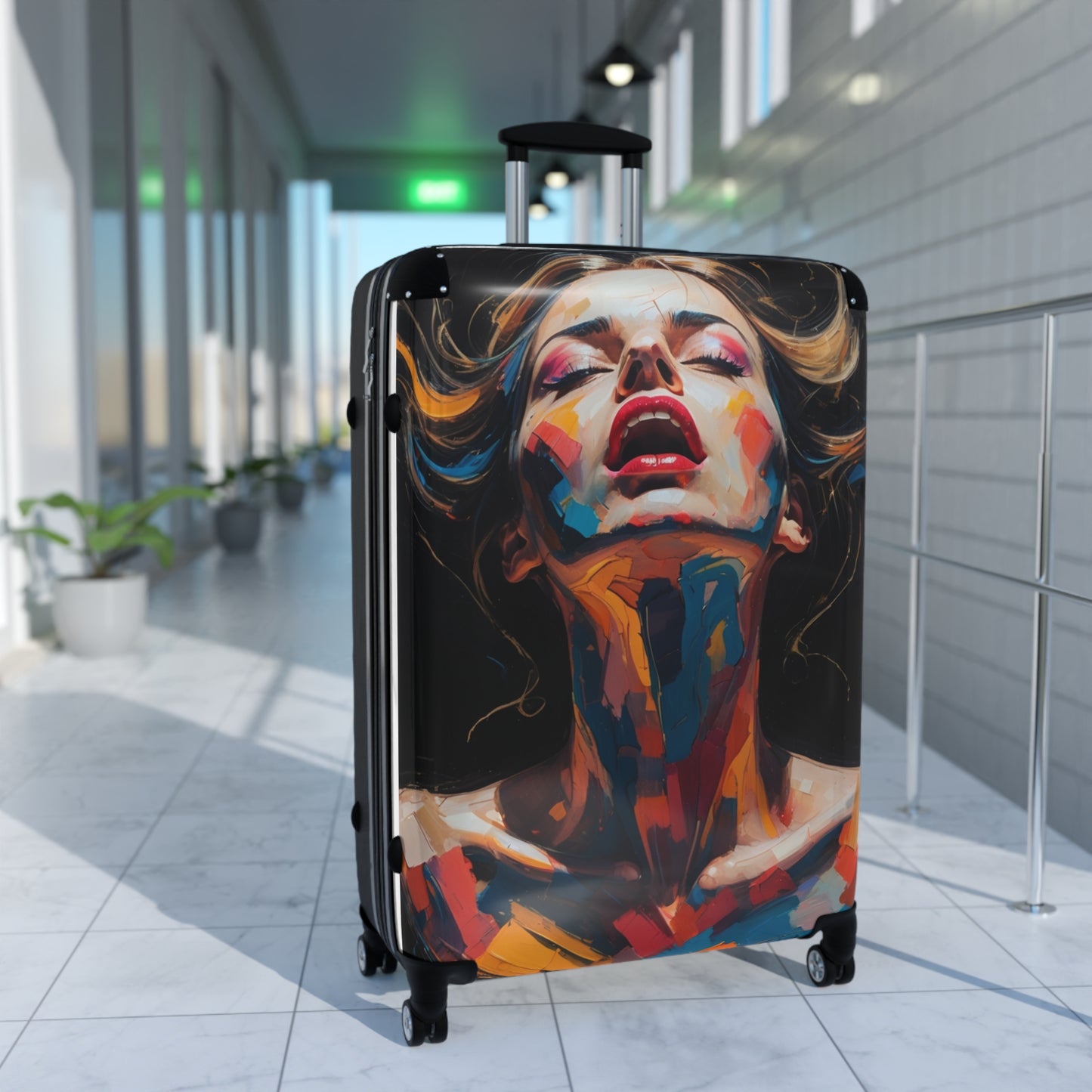 Artistic Travel Suitcase - Colorful Woman Design for Adventurers