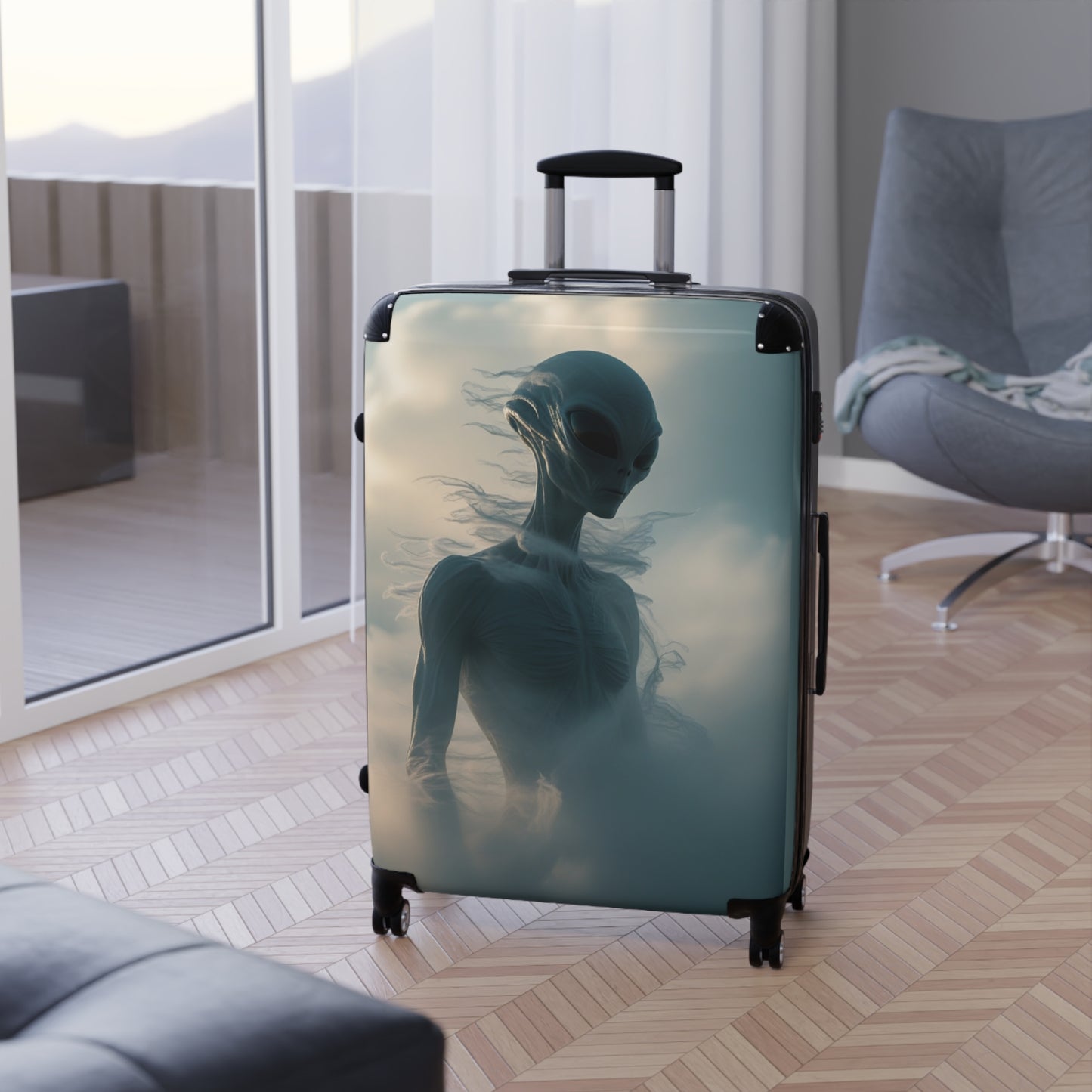 Mysterious Alien Suitcase | Unique Travel Luggage for Sci-Fi Lovers