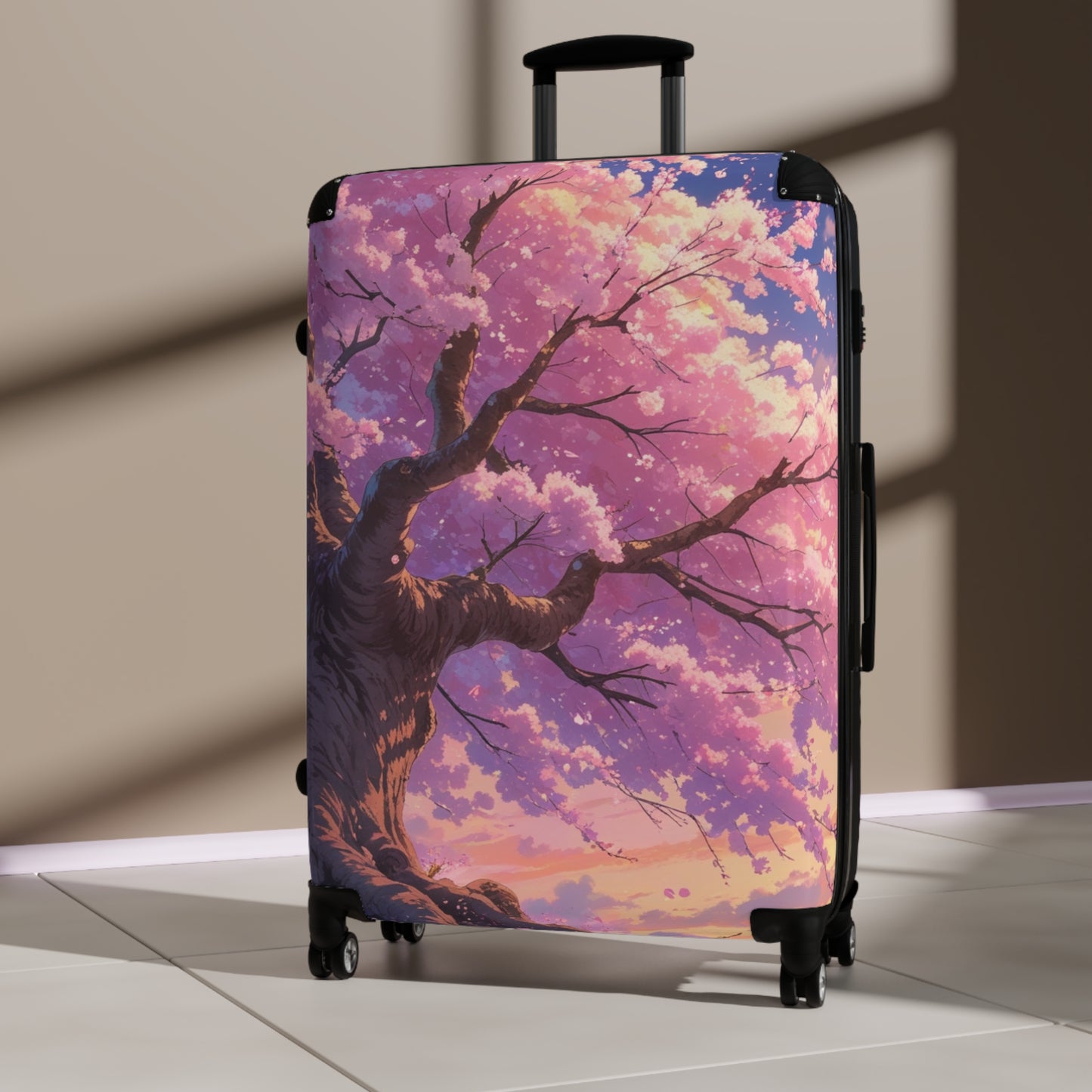 Cherry Blossom Print Suitcase - Stylish Travel Luggage for Nature Lovers
