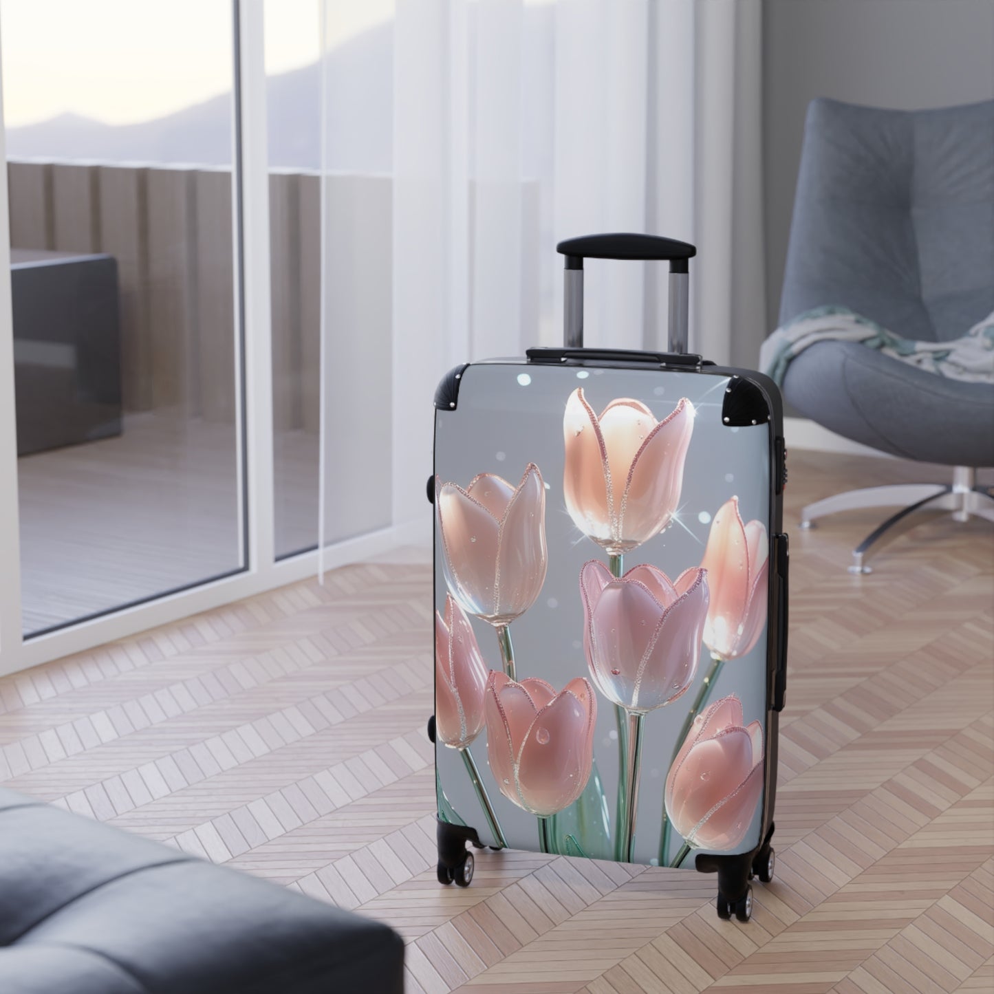 Glass Bouquet Design Suitcase - Travel in Style