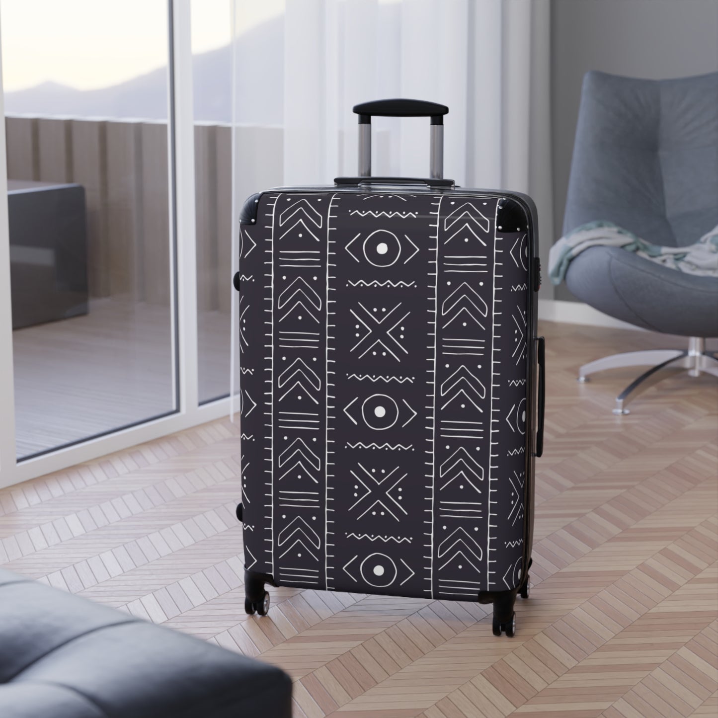 Stylish Tribal Suitcase with Geometric Design