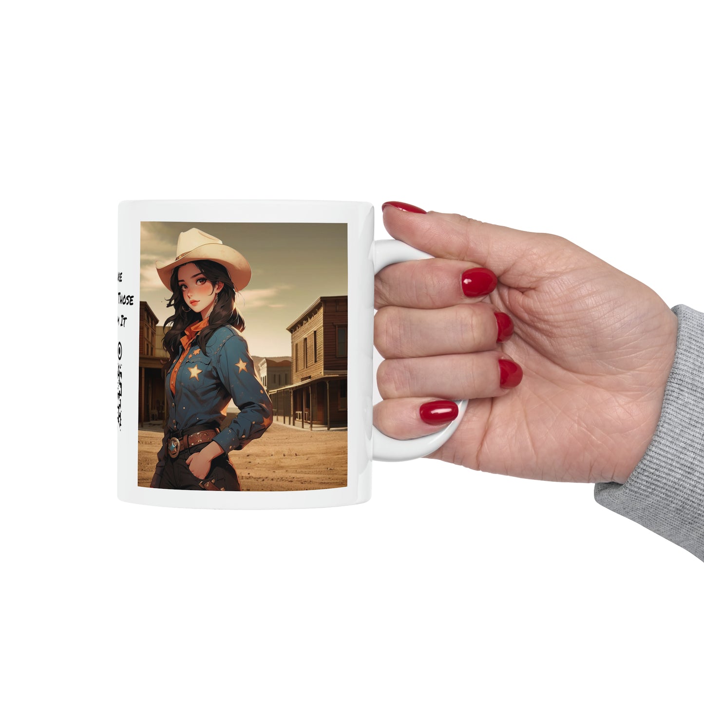 The Showdown | HD Graphic | Wild West | Cowgirl | Coffee | Tea | Hot Chocolate | 11oz | White Mug