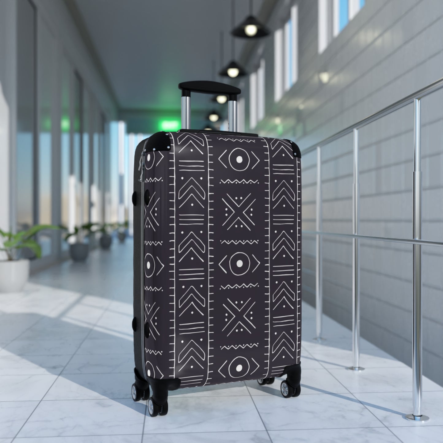 Stylish Tribal Suitcase with Geometric Design