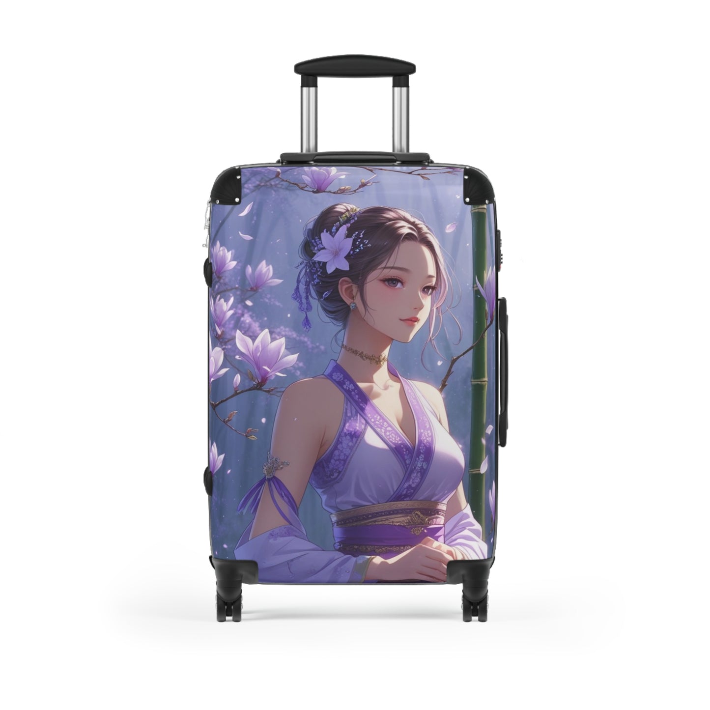 Serene Floral Art Suitcase - Stylish Travel Luggage for Women