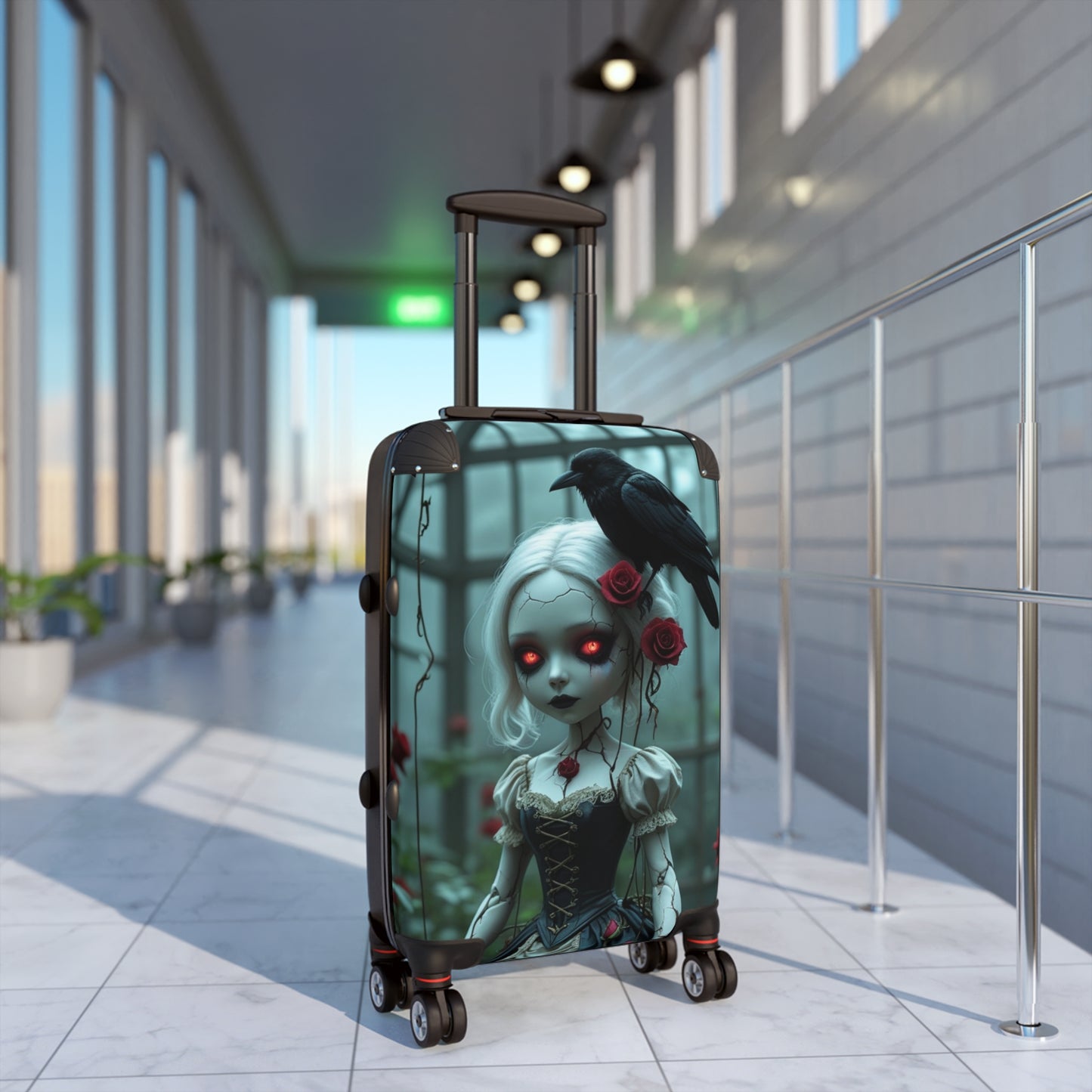 Gothic Doll Design Suitcase - Perfect Travel Companion for Halloween and Fantasy Lovers