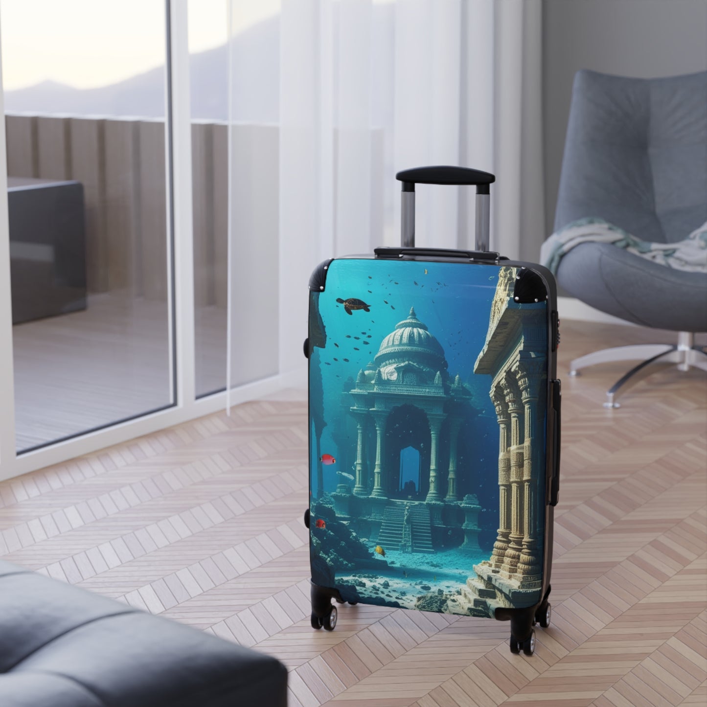 Underwater Adventure Suitcase - Stylish Travel Luggage with Coral Reef Design