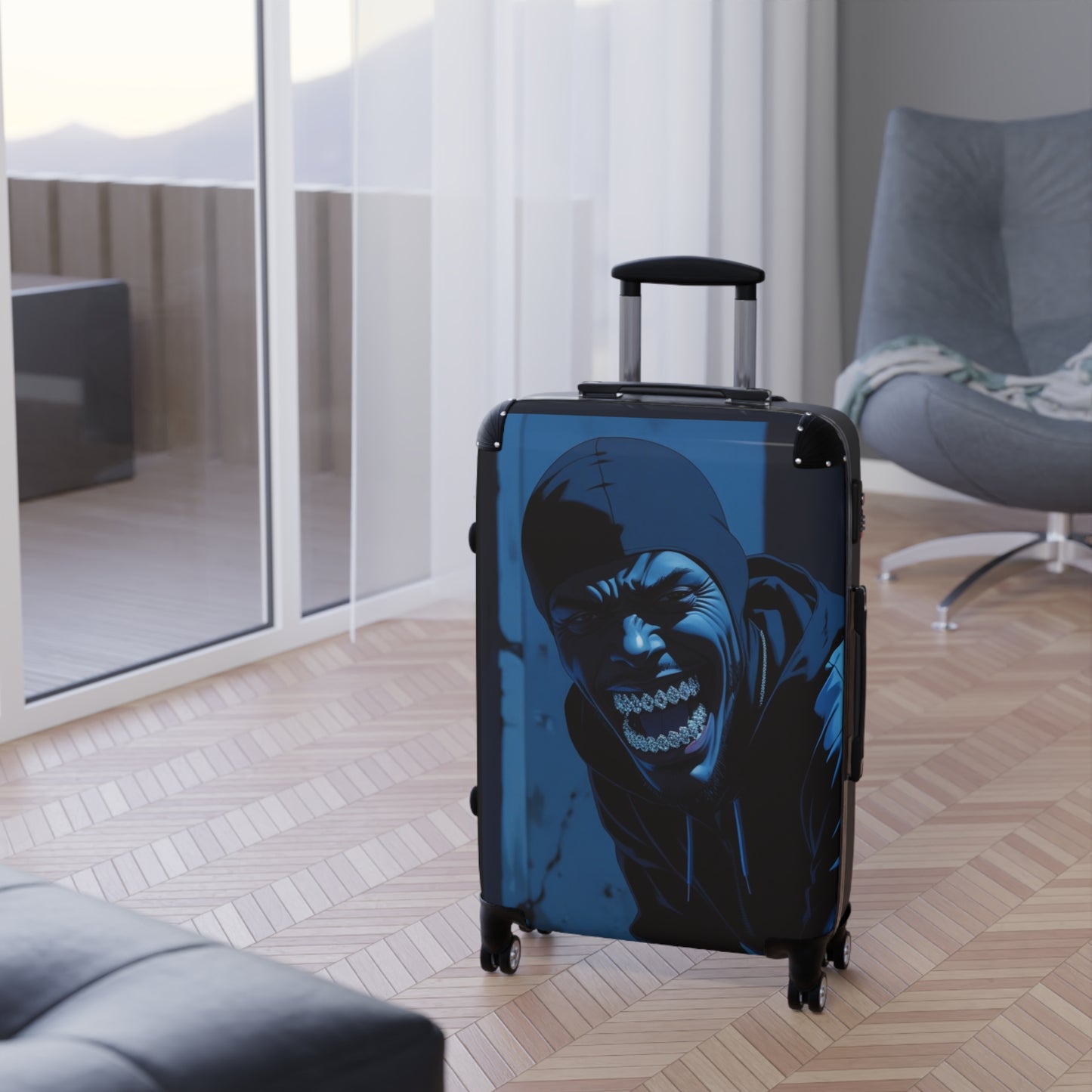 Urban Style Graphic Suitcase - Durable Travel Luggage with Bold Design