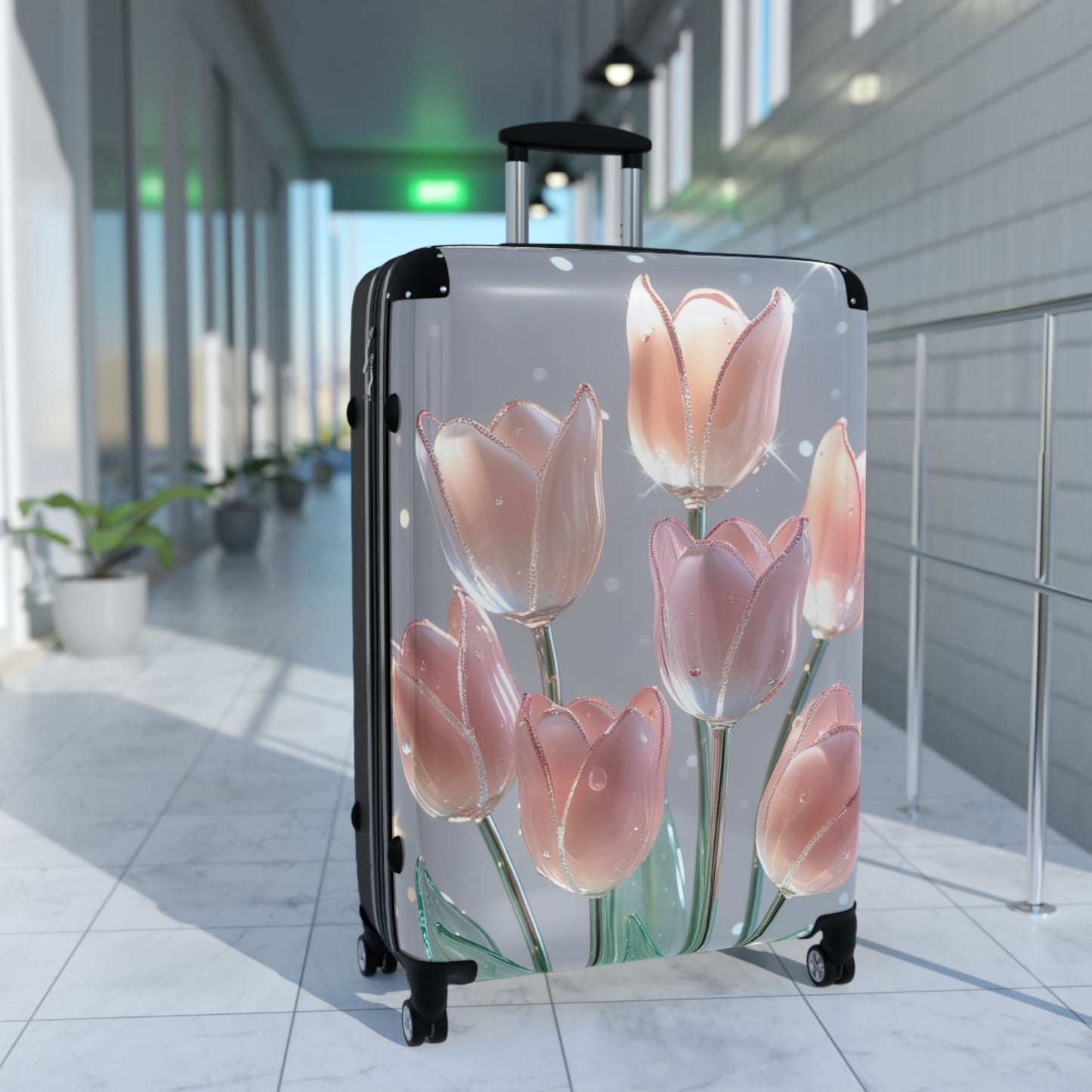 Glass Bouquet Design Suitcase - Travel in Style