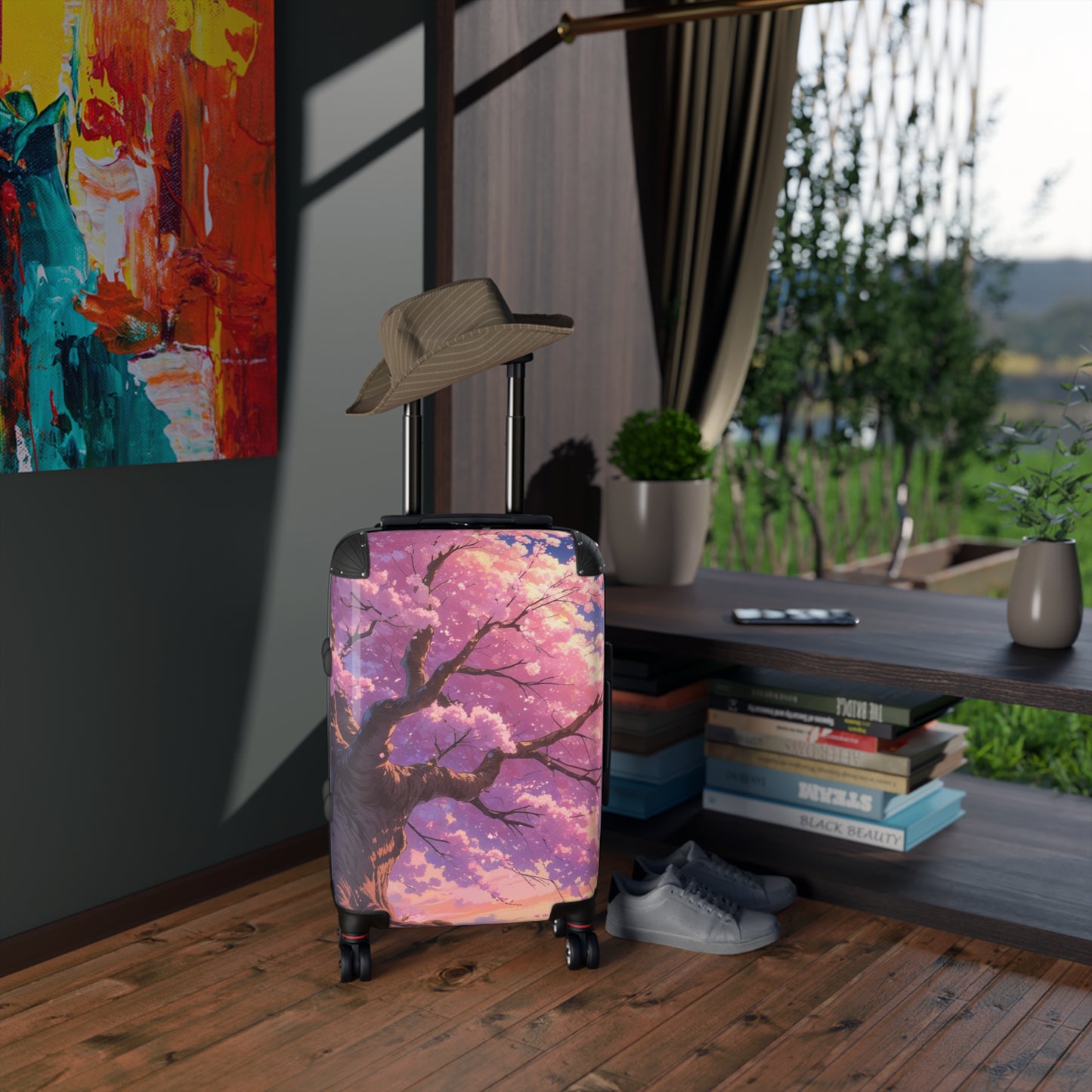 Cherry Blossom Print Suitcase - Stylish Travel Luggage for Nature Lovers
