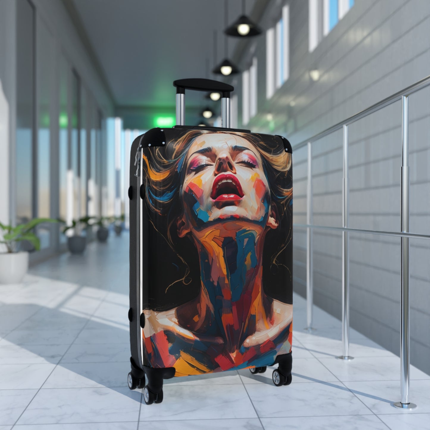Artistic Travel Suitcase - Colorful Woman Design for Adventurers