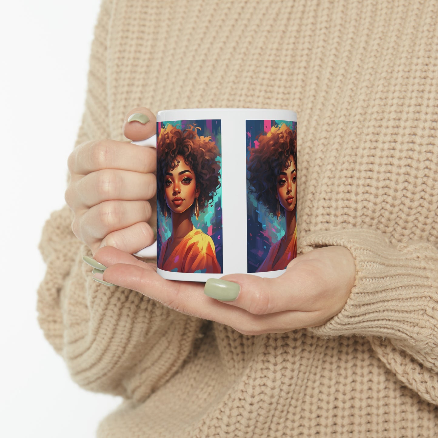 Yasmine Dreams | HD Graphic | Black Girl | Black Queens | Animated | Coffee | Tea | Hot Chocolate | Ceramic Mug | 11oz