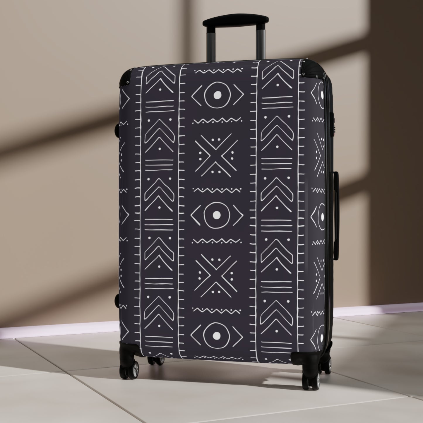 Stylish Tribal Suitcase with Geometric Design