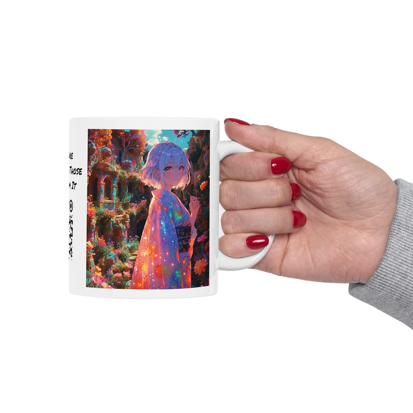 Floral Visions | HD Graphic| Anime | Pretty Girl | Coffee | Tea | Hot Chocolate | 11oz | White Mug