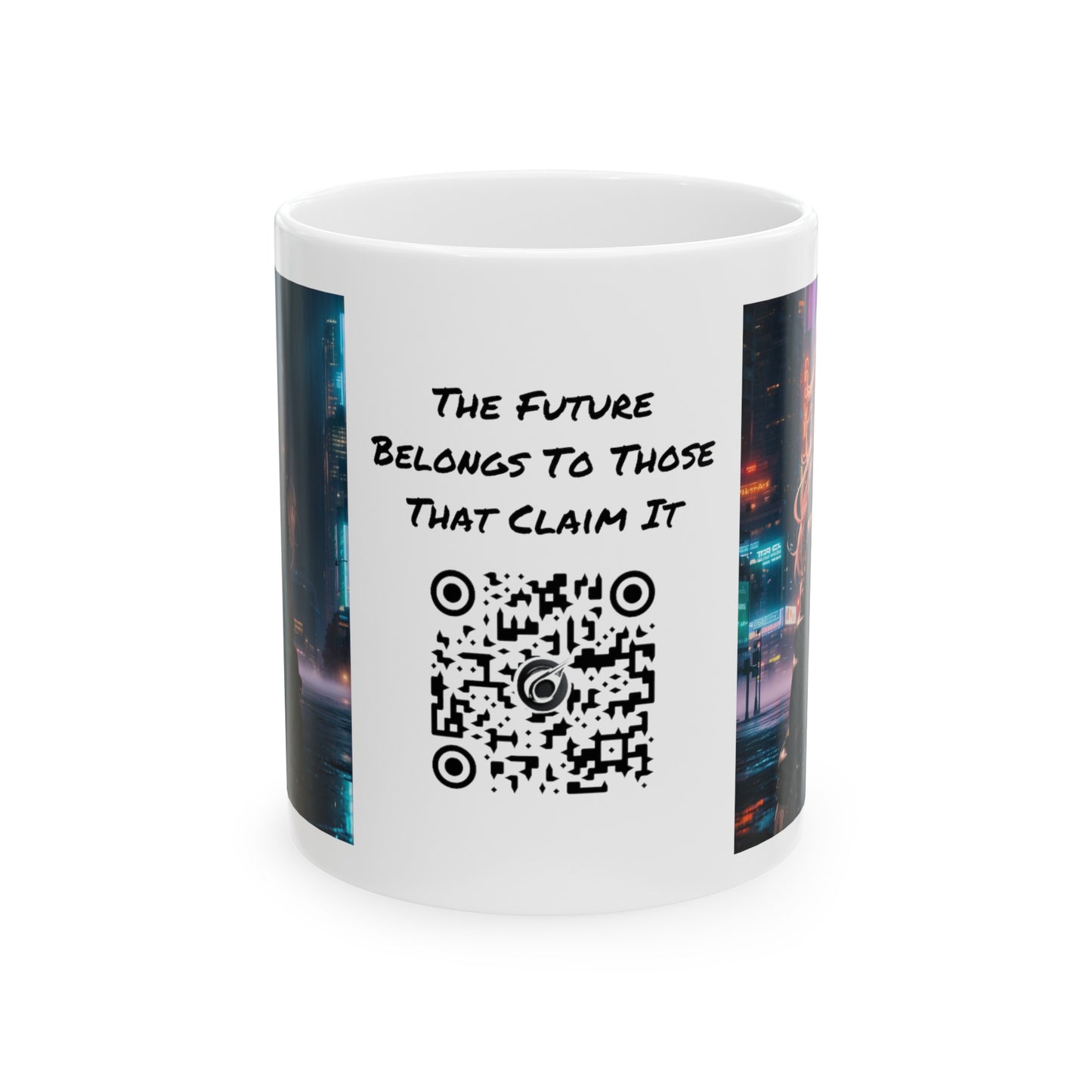 Noir Leather Beauty | HD Graphic | Urban | Anime | Coffee | Tea | Hot Chocolate | 11oz | White Mug