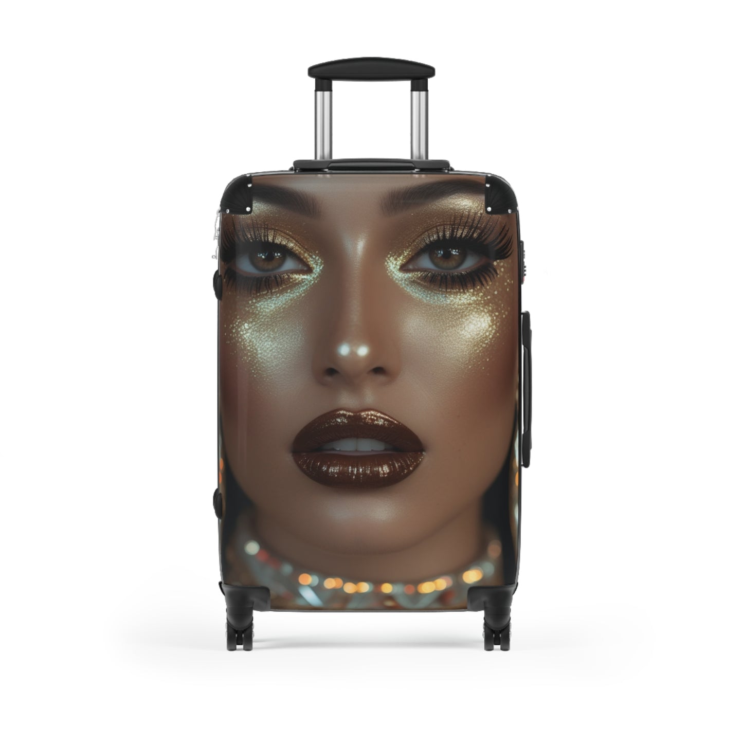Glamorous Face Design Suitcase - Stylish Travel Luggage for Fashion Lovers